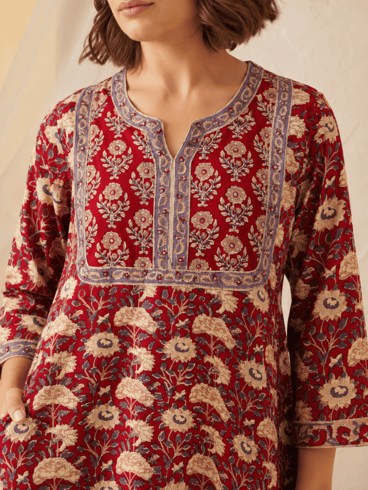 Rida Hand Block Print Cotton Straight Kurta