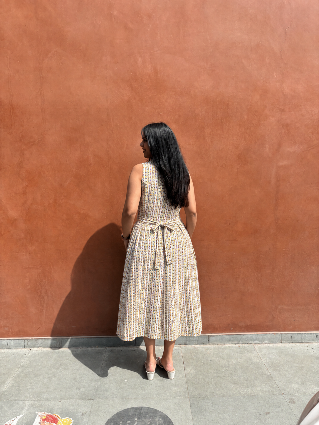 Laila Hand Block Cotton Print A-Line Dress
