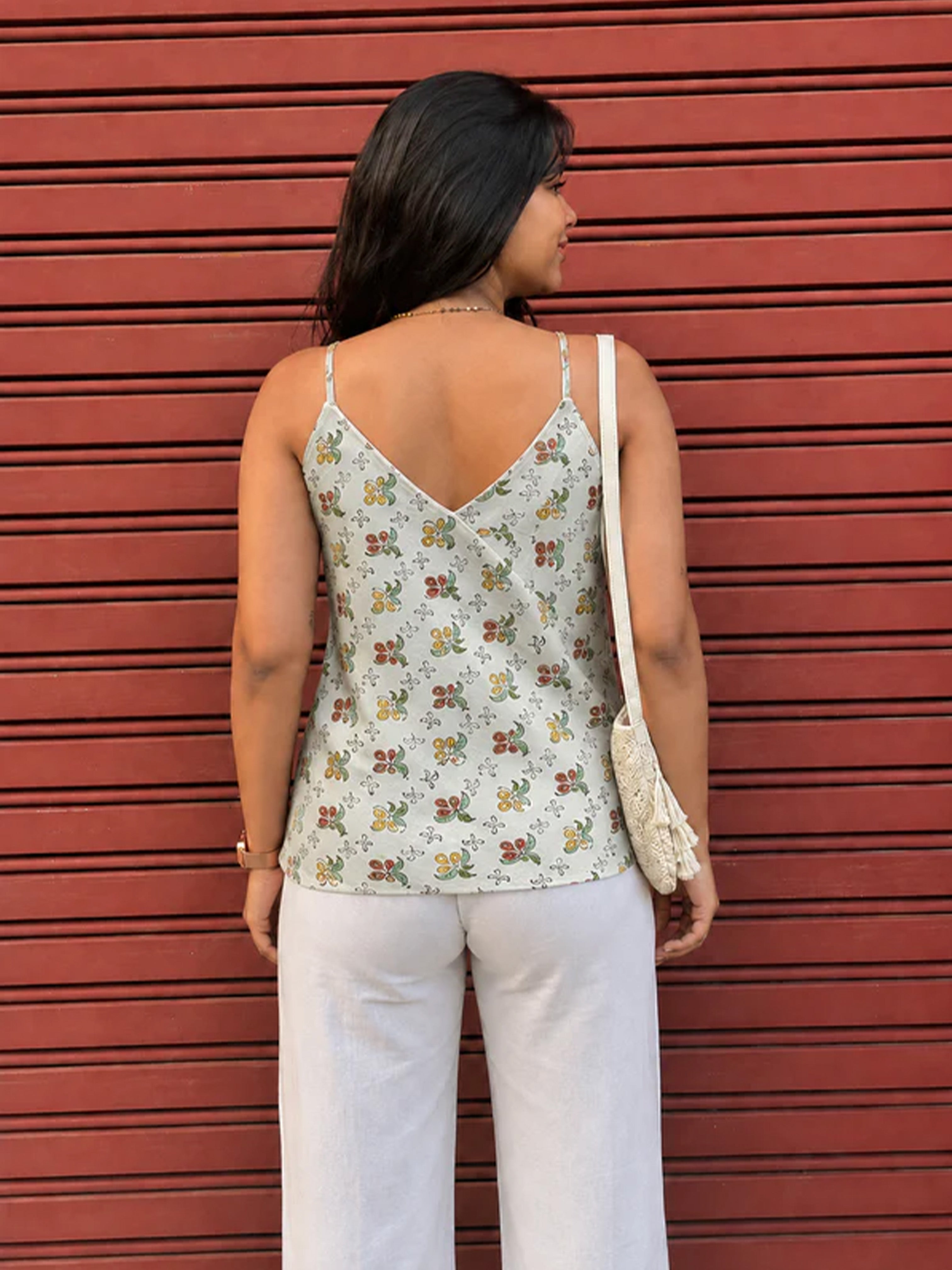 Kamya Hand Block Print Cotton Spaghetti Top