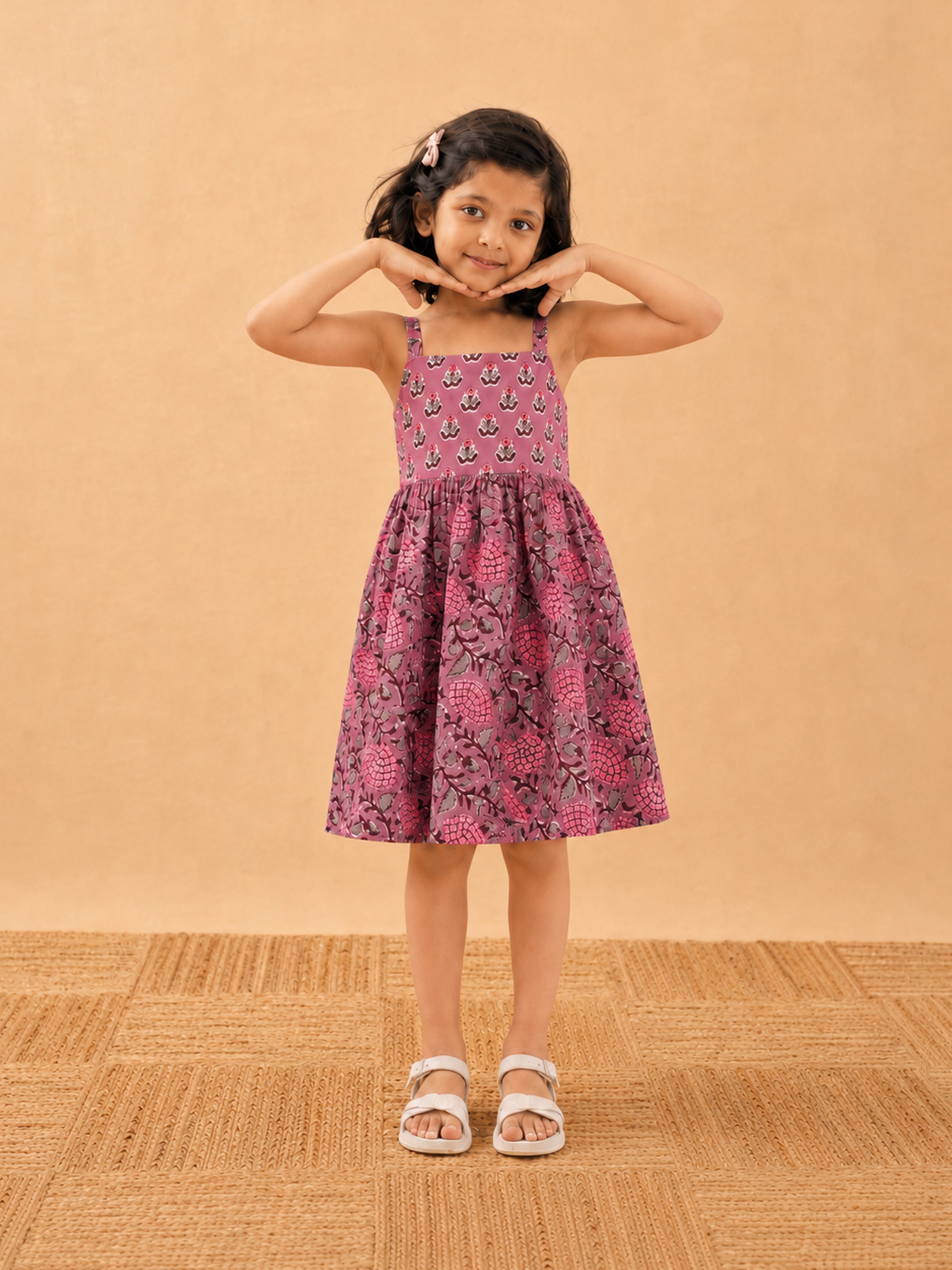TOJ Pink Cotton Modal Kids Dress