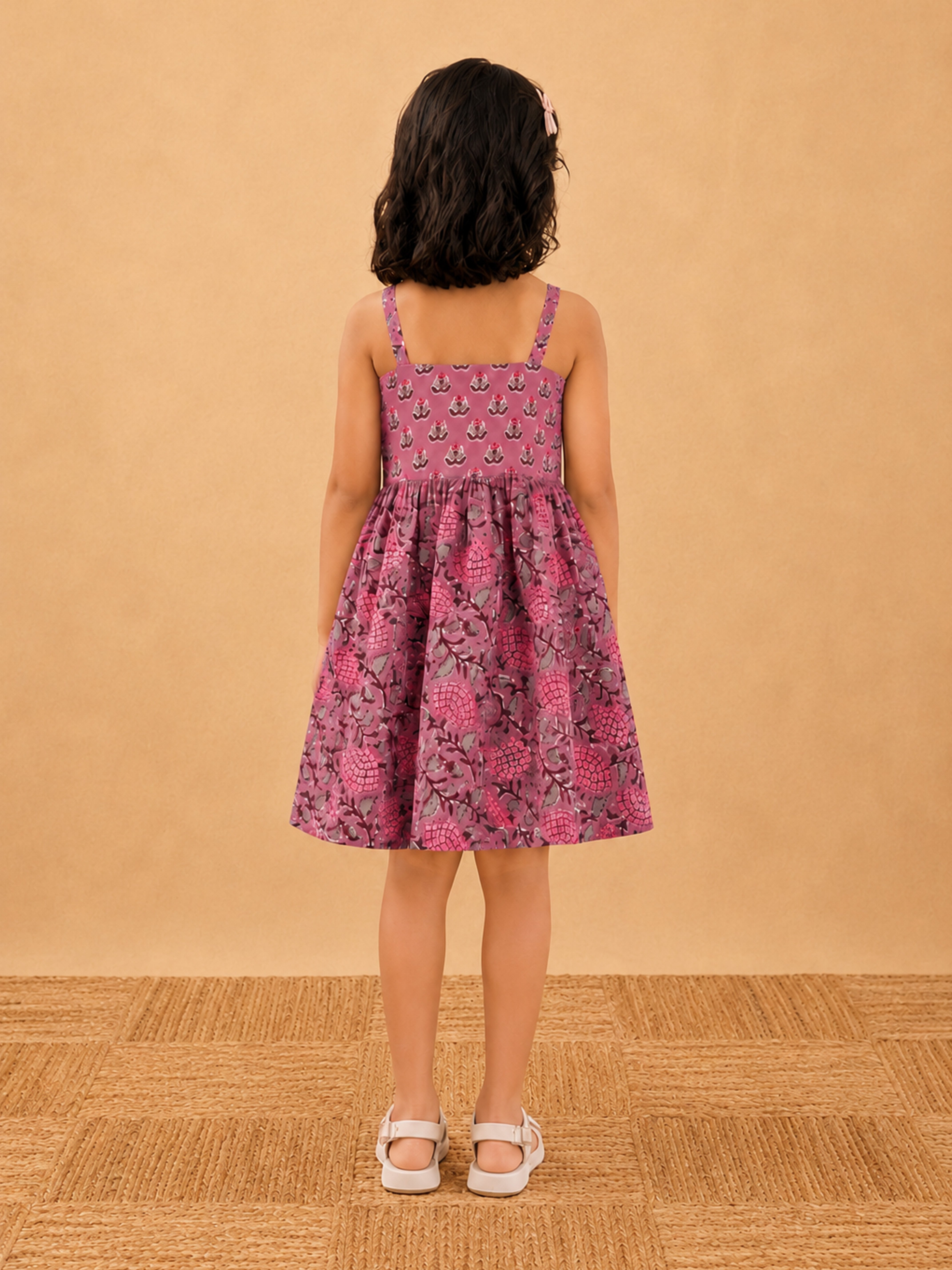 TOJ Pink Cotton Modal Kids Dress