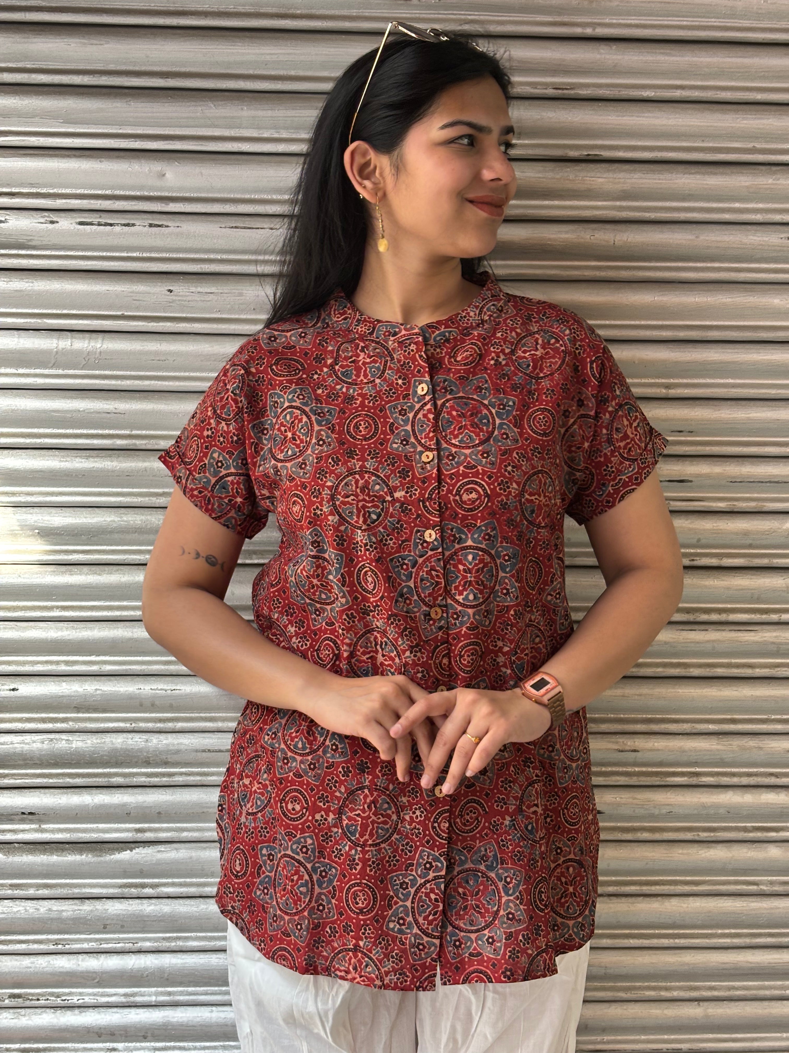 Karvi Ajrakh Hand Block Print Shirt
