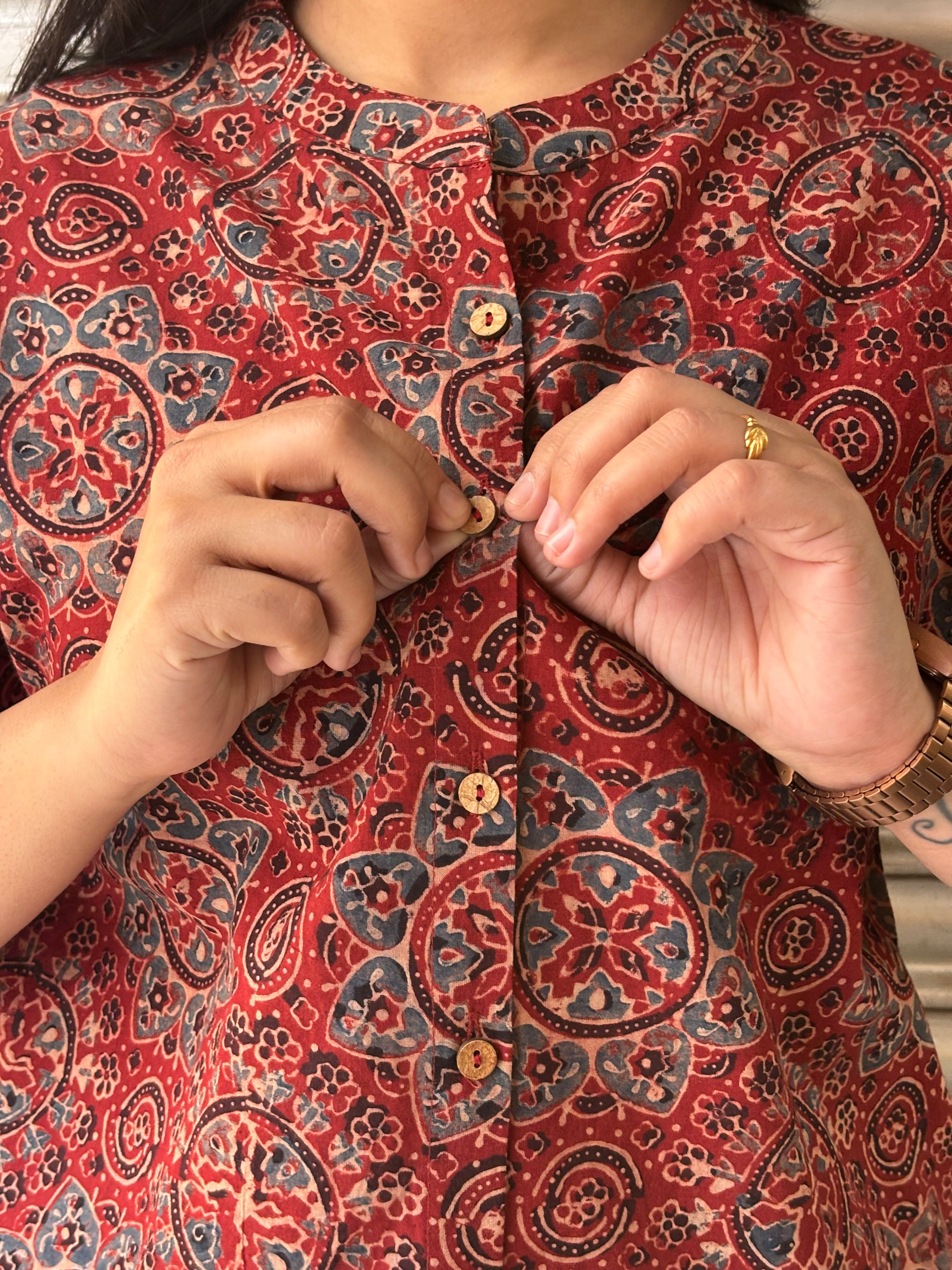 Karvi Ajrakh Hand Block Print Shirt