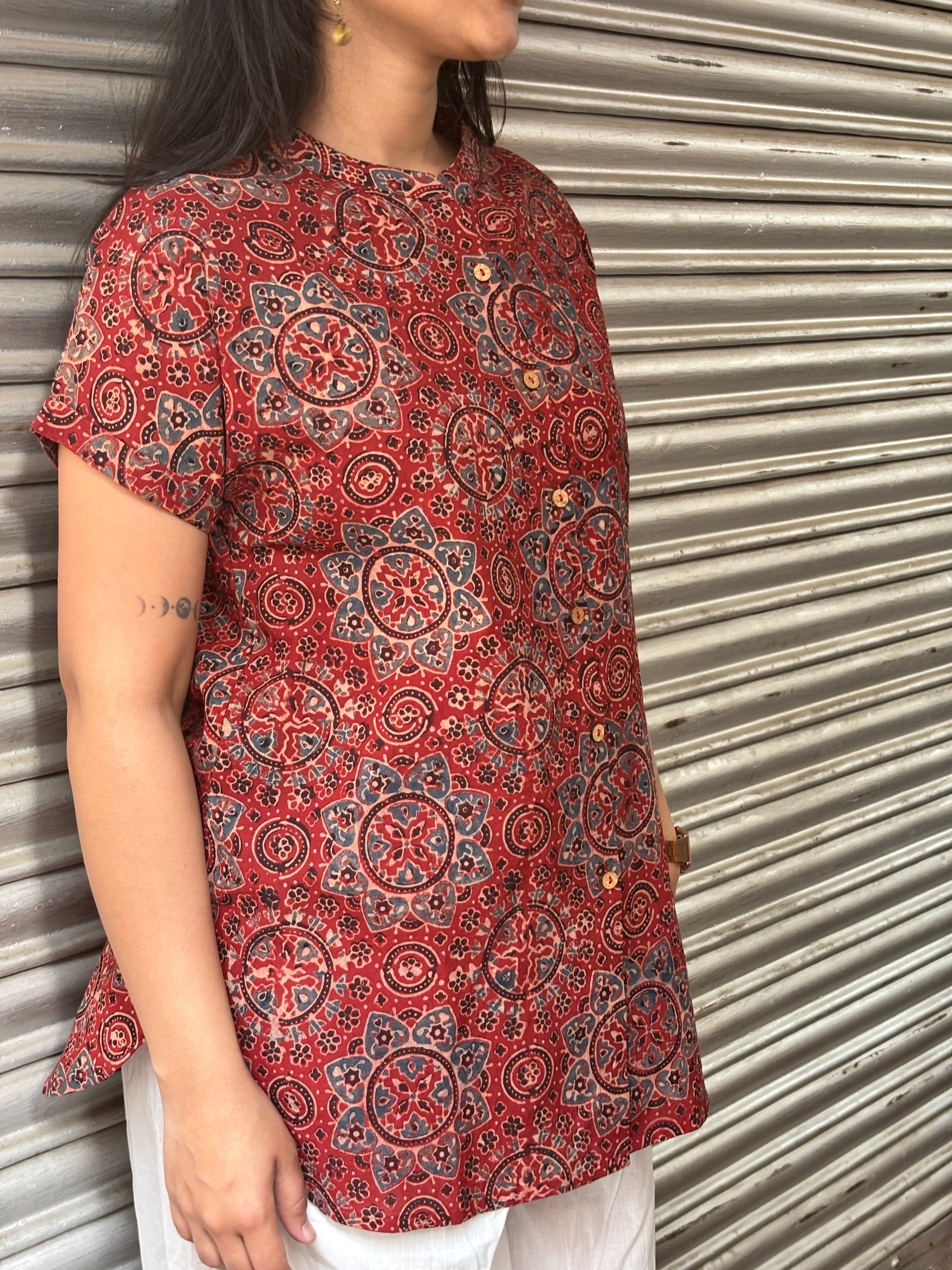 Karvi Ajrakh Hand Block Print Shirt