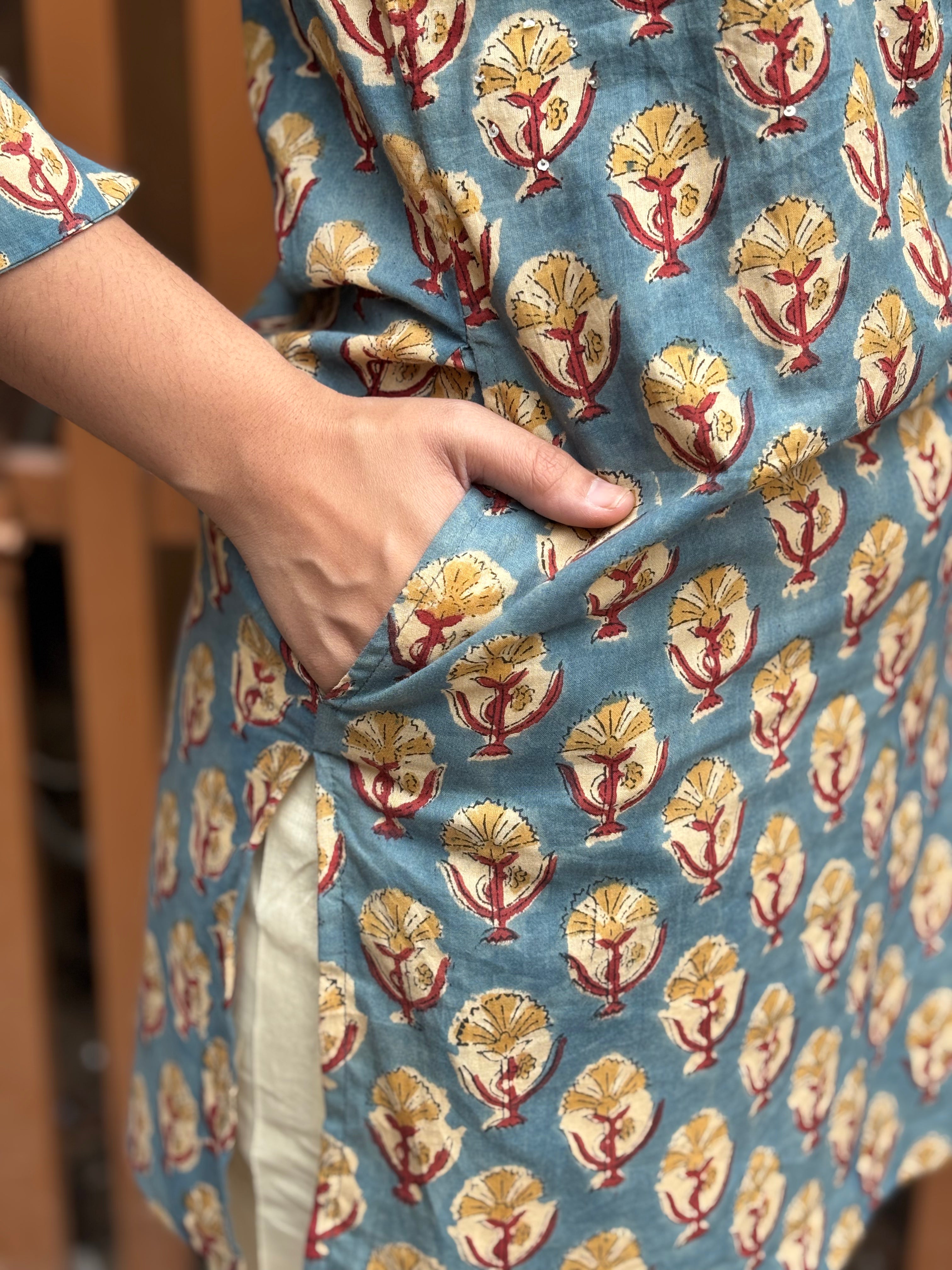 Mishti Bagru Hand Block Print Cotton Short Kurti