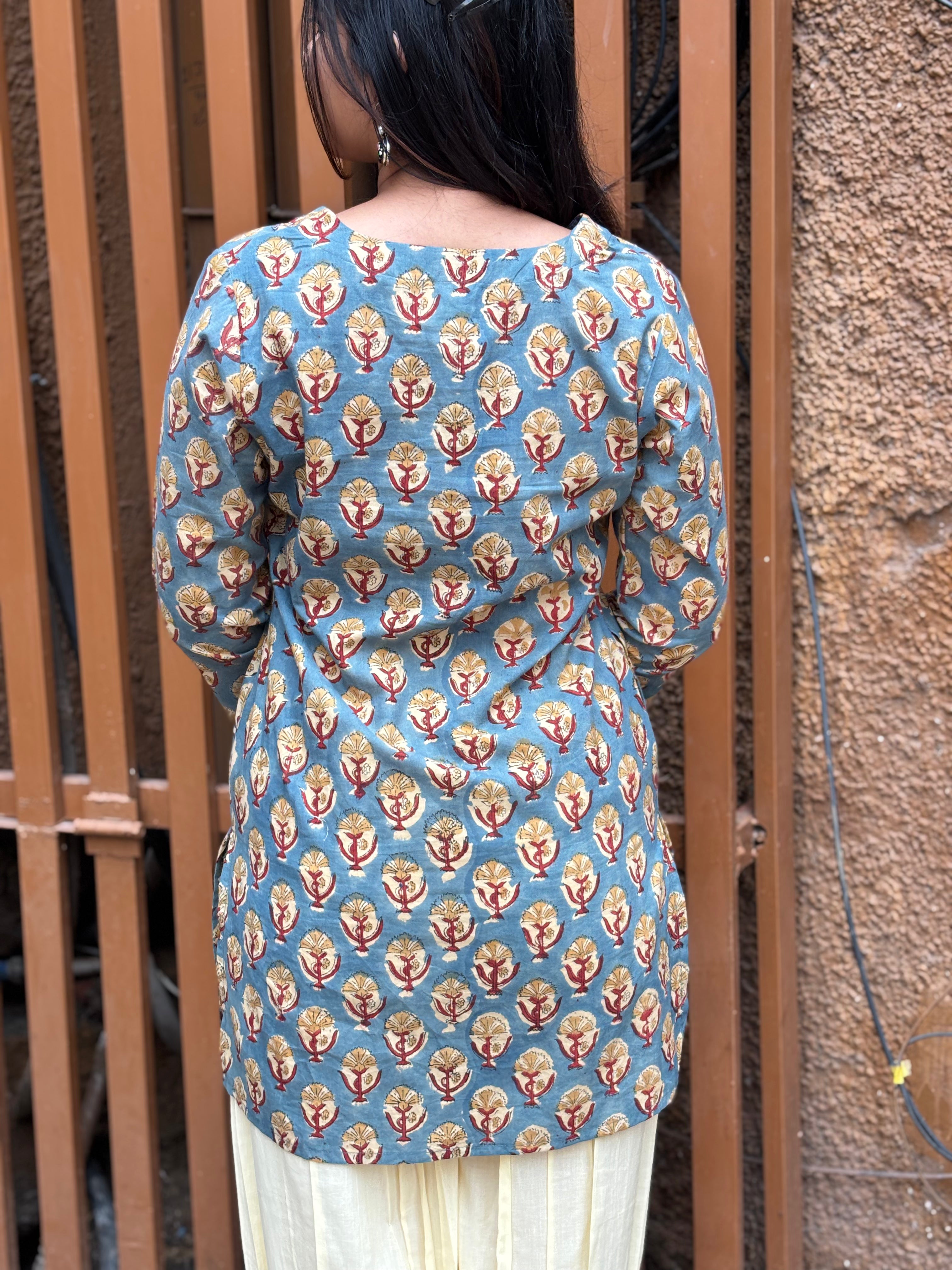 Mishti Bagru Hand Block Print Cotton Short Kurti