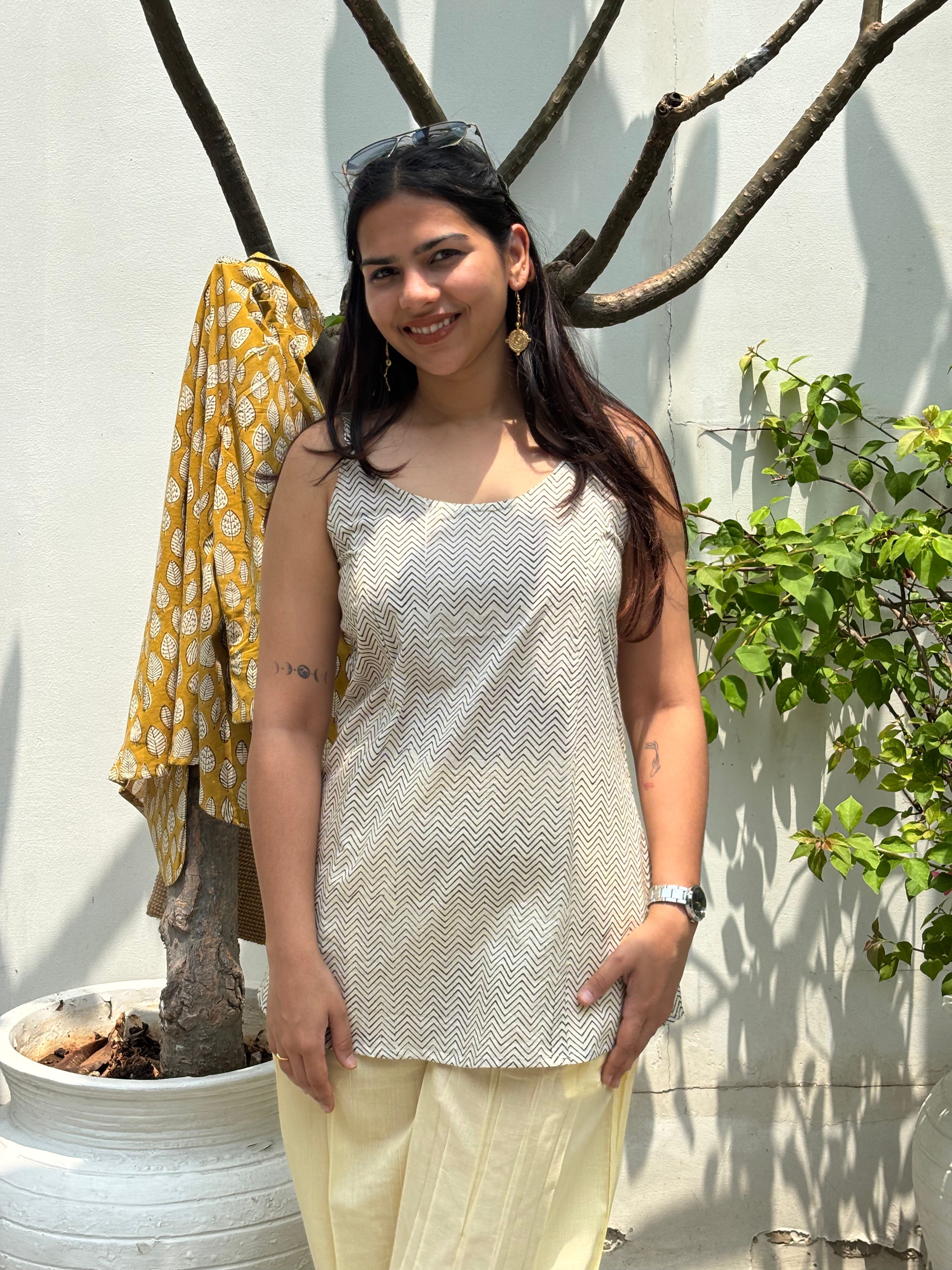 Kanak Bagru Hand Block Print Cotton Double Layer Top