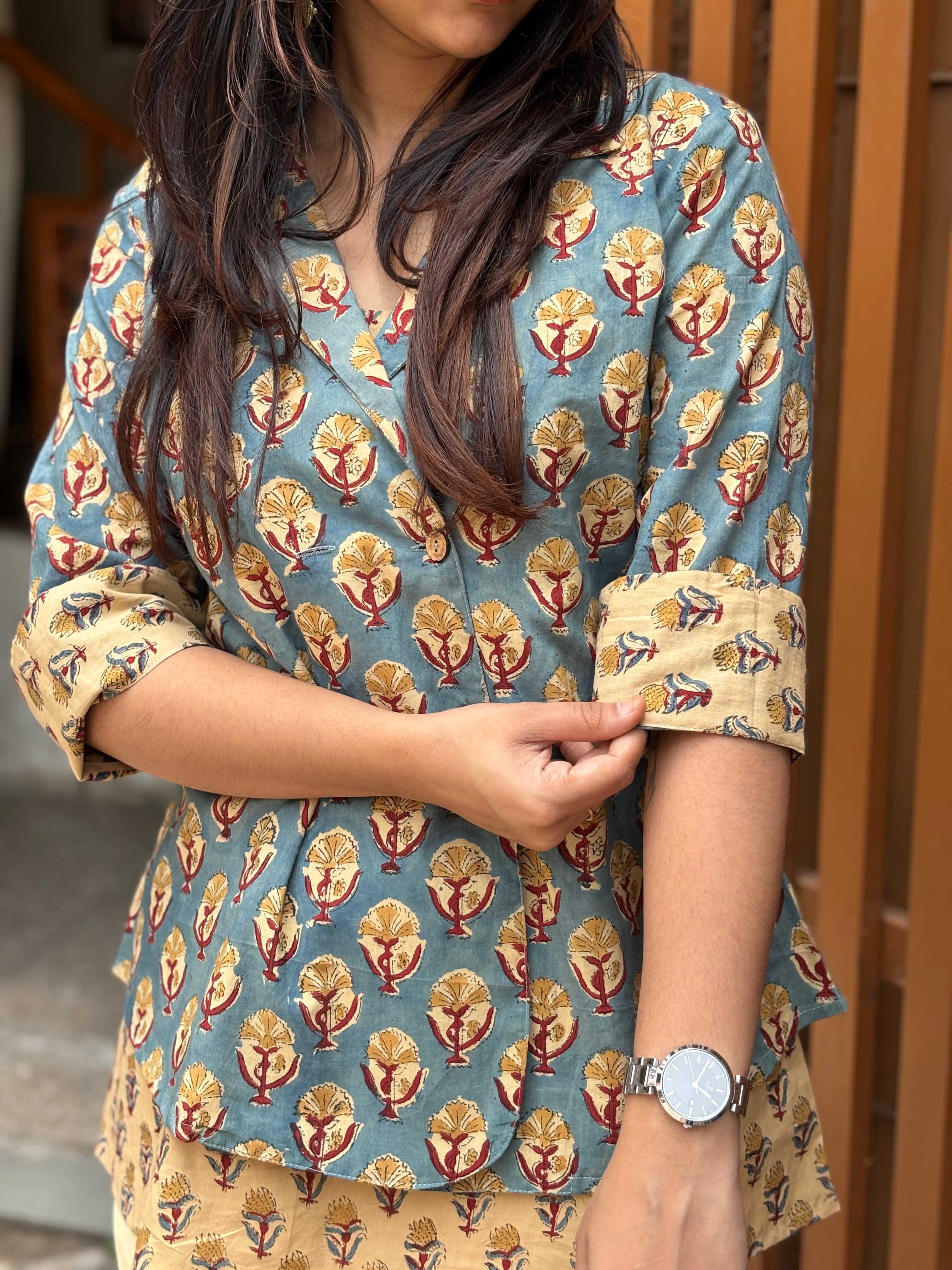 Mishti Bagru Hand Block Print Cotton Double Layer Top