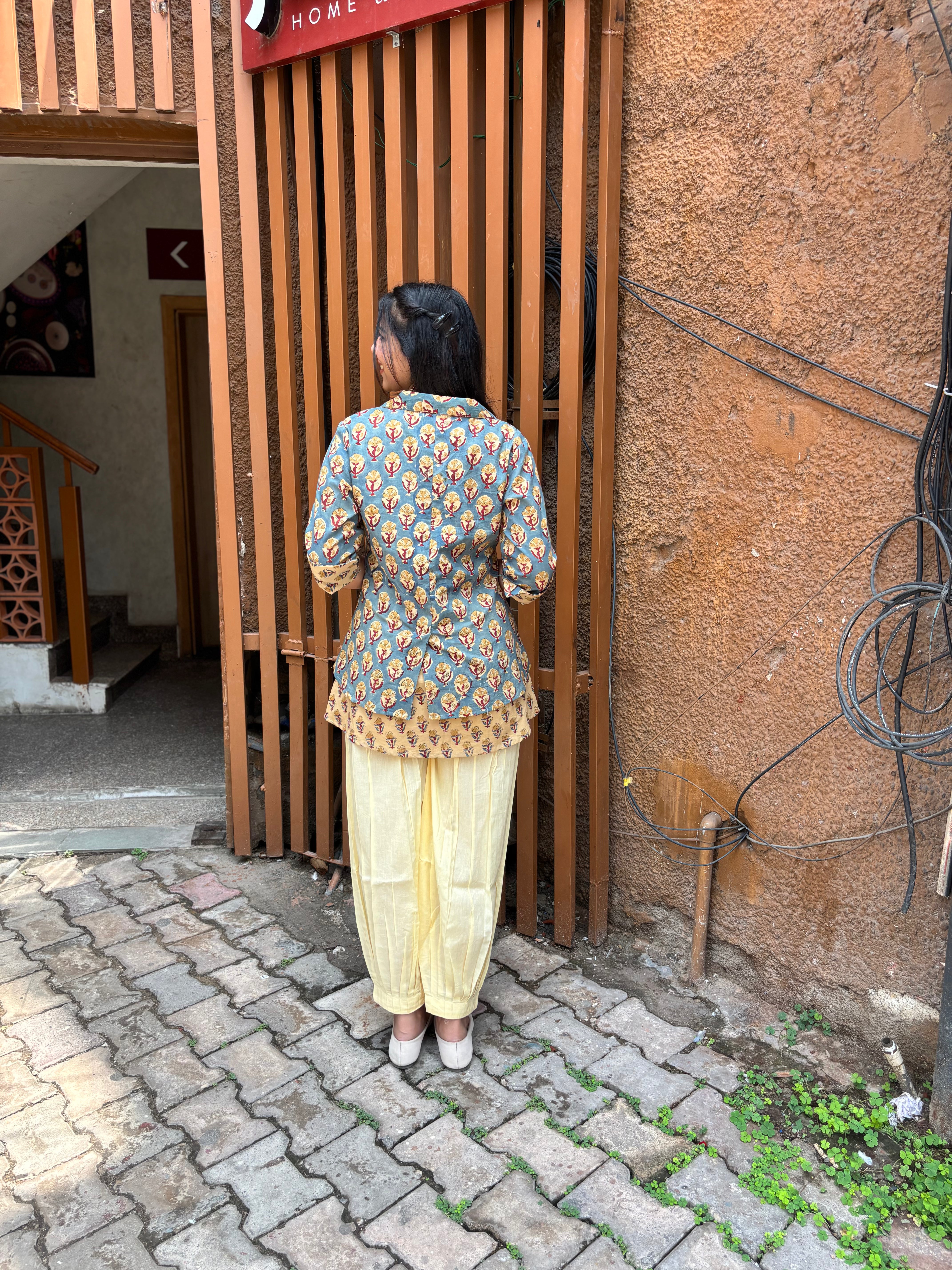 Mishti Bagru Hand Block Print Cotton Double Layer Top