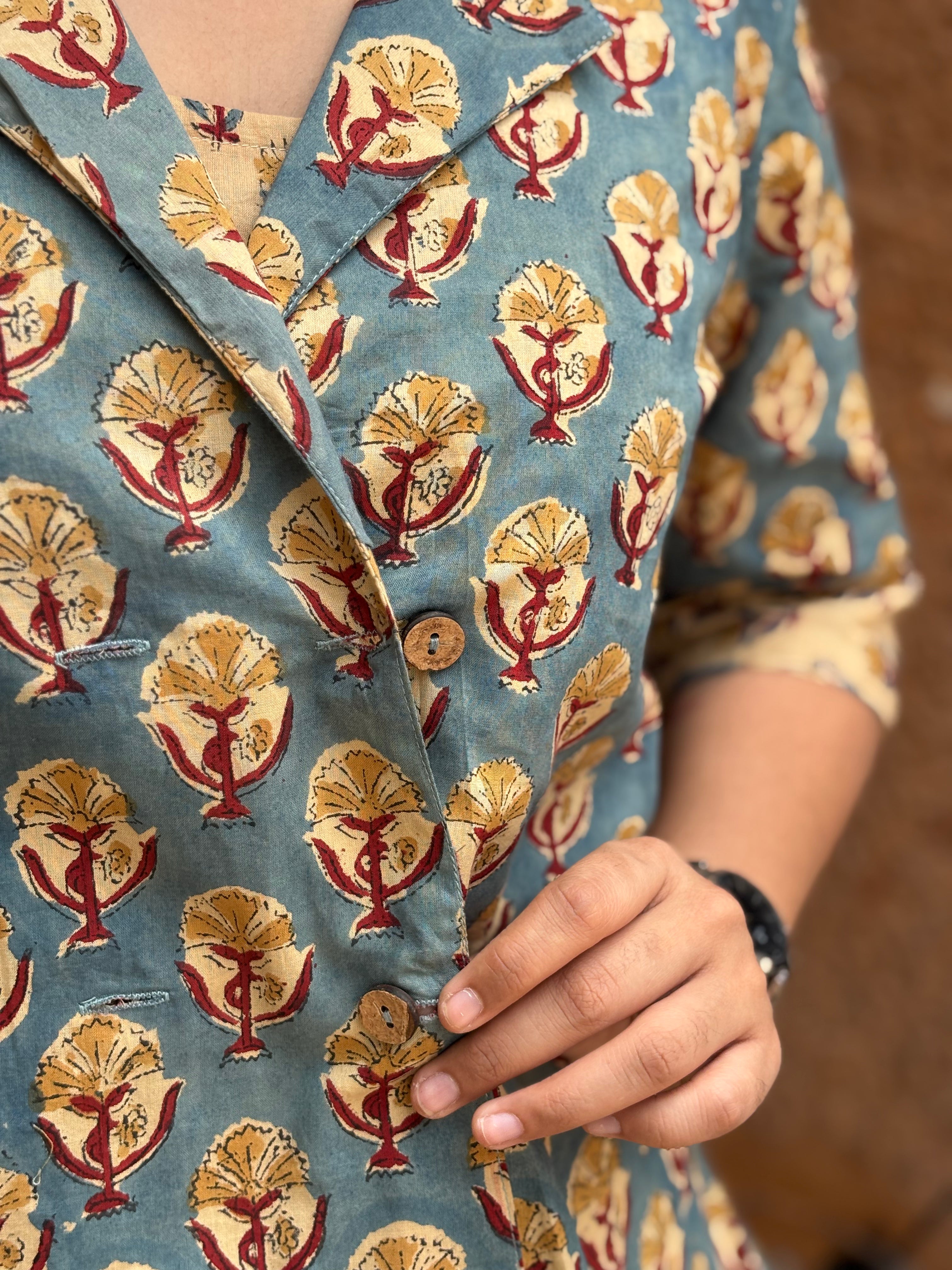 Mishti Bagru Hand Block Print Cotton Double Layer Top