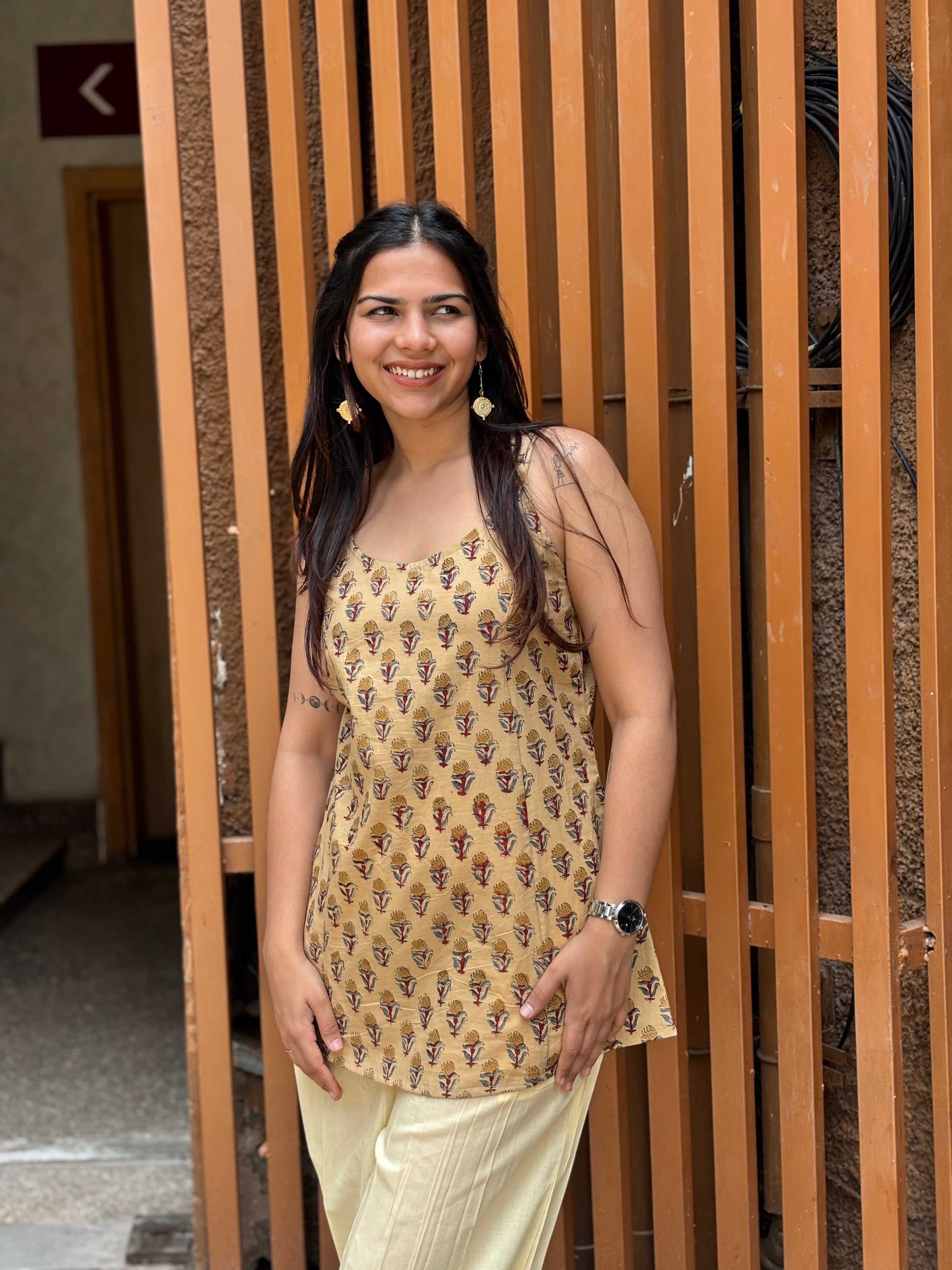 Mishti Bagru Hand Block Print Cotton Double Layer Top