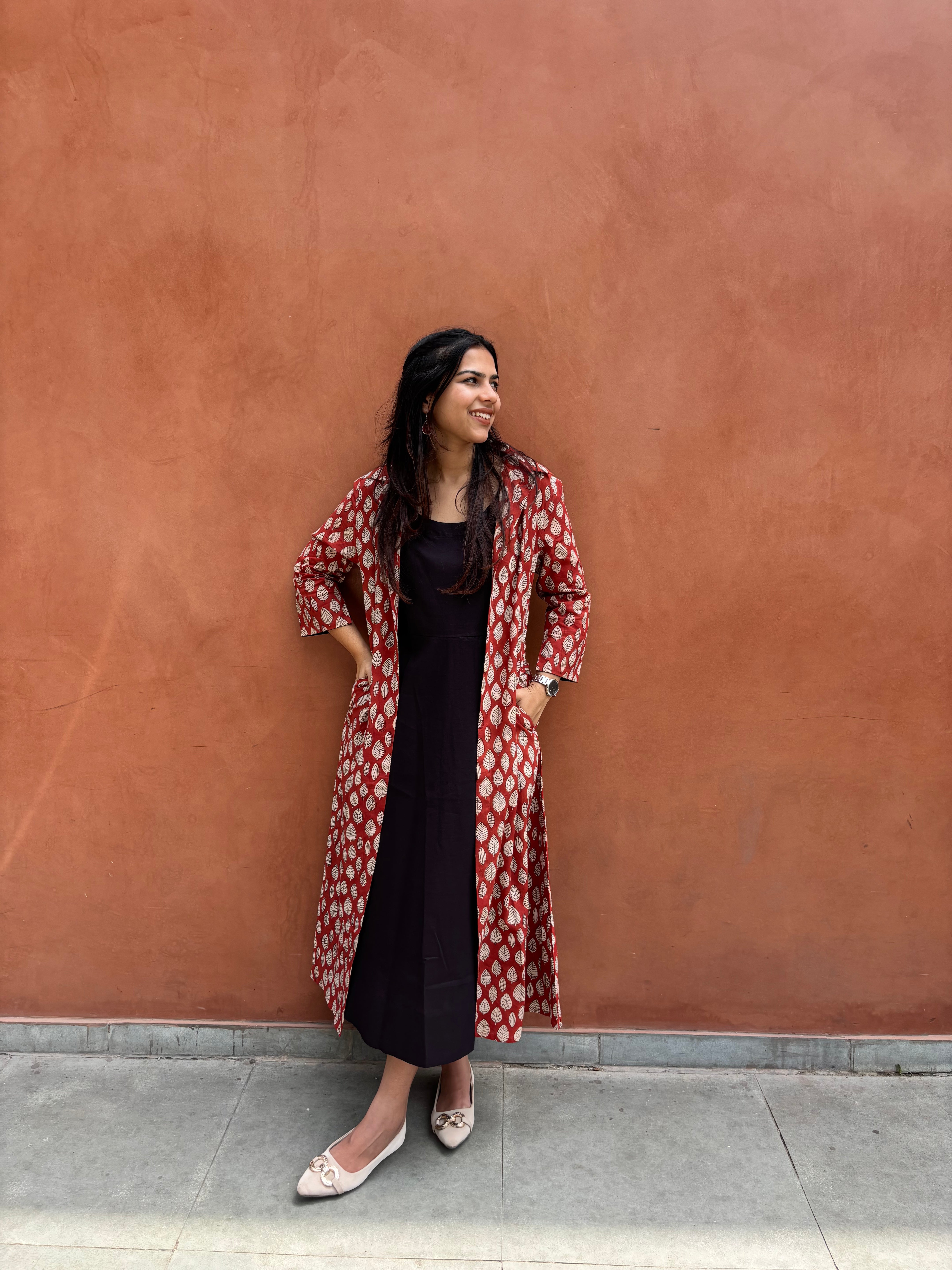 Saaya Bagru Hand Block Print Cotton Double Layer Dress