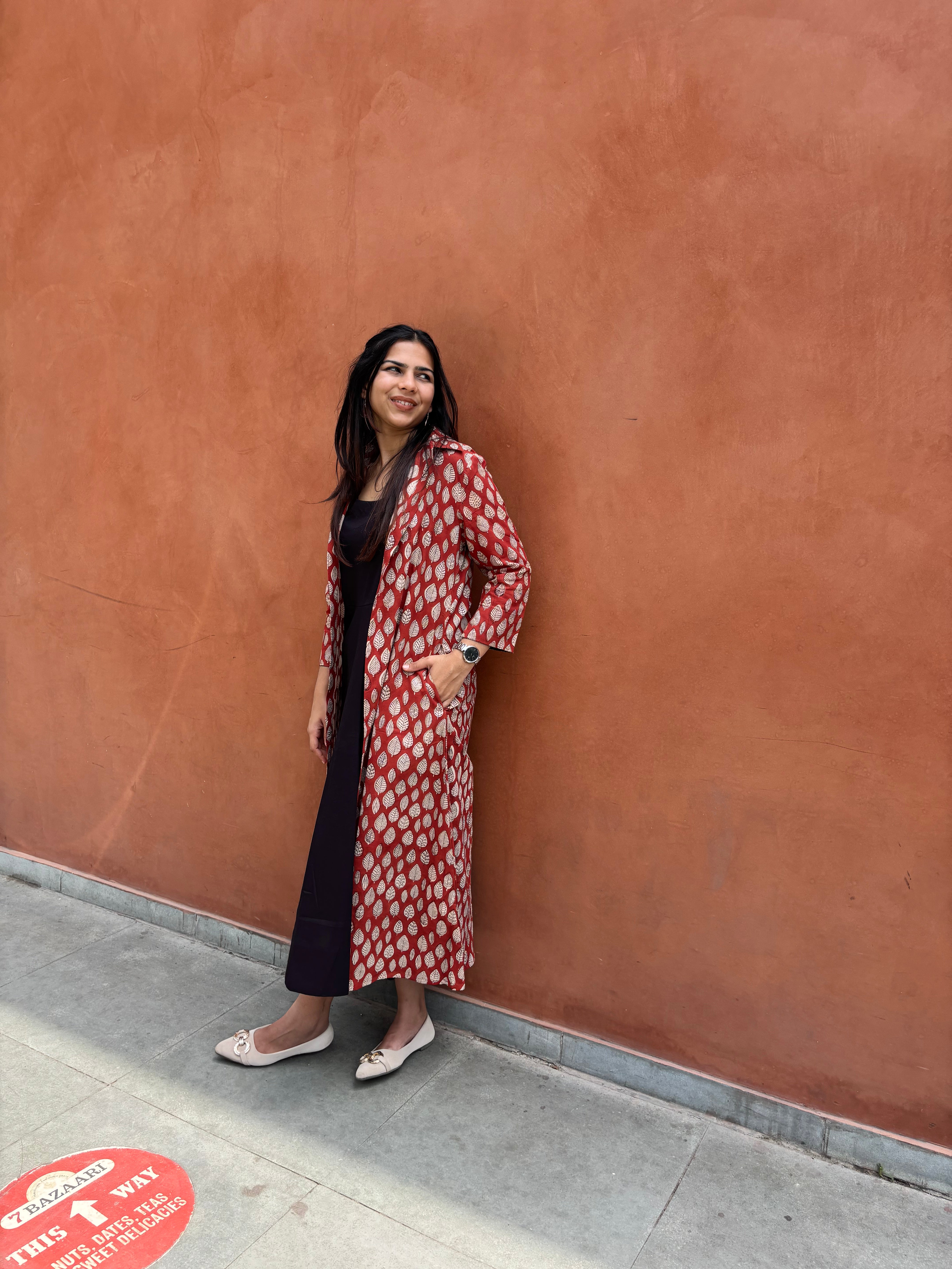 Saaya Bagru Hand Block Print Cotton Double Layer Dress