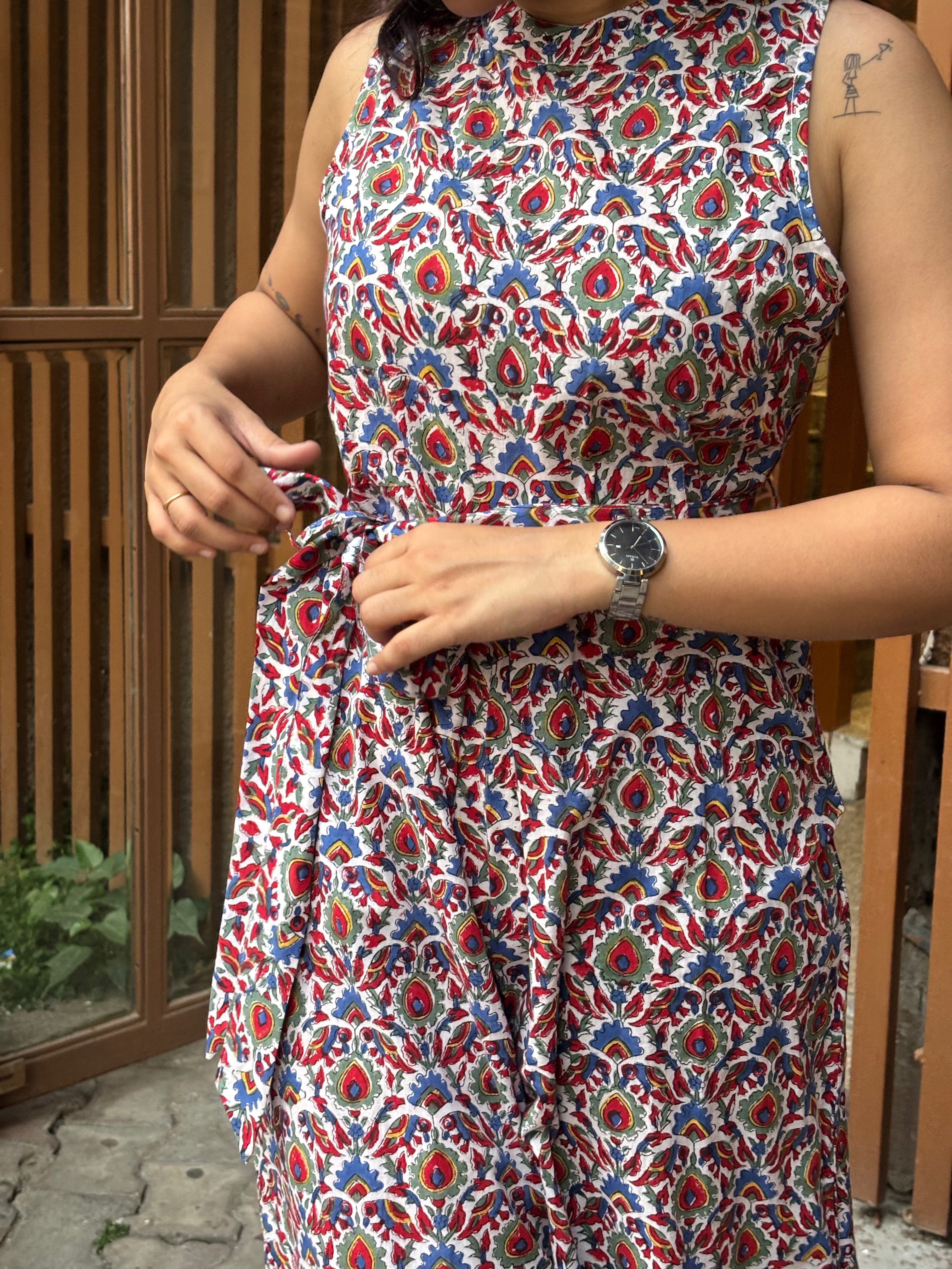 Gulzar Hand Block Printed Cotton Sleeveless Jumpsuit