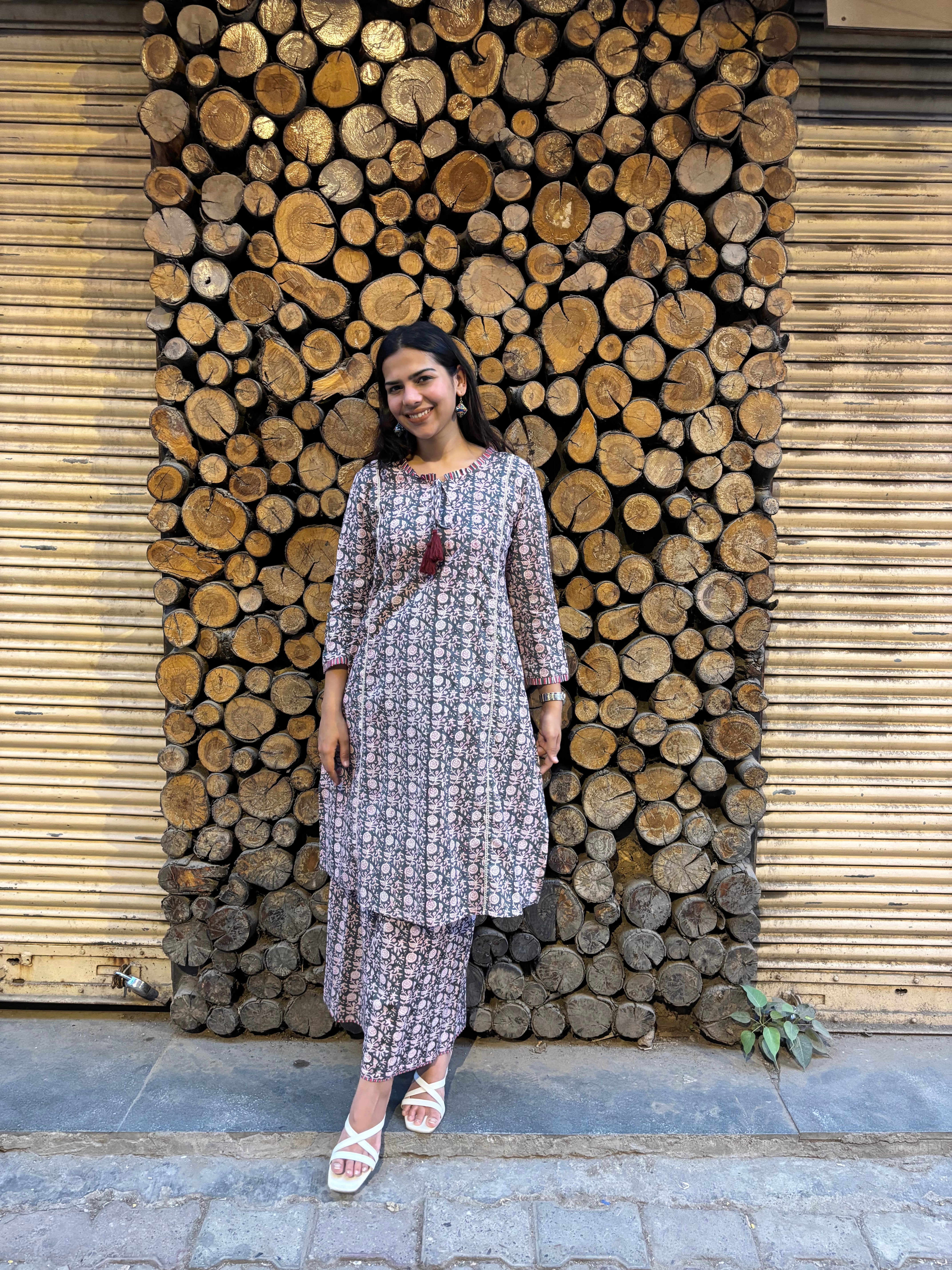 Anukriti Hand Block Print Cotton Kurta Palazzo Co-ord Set