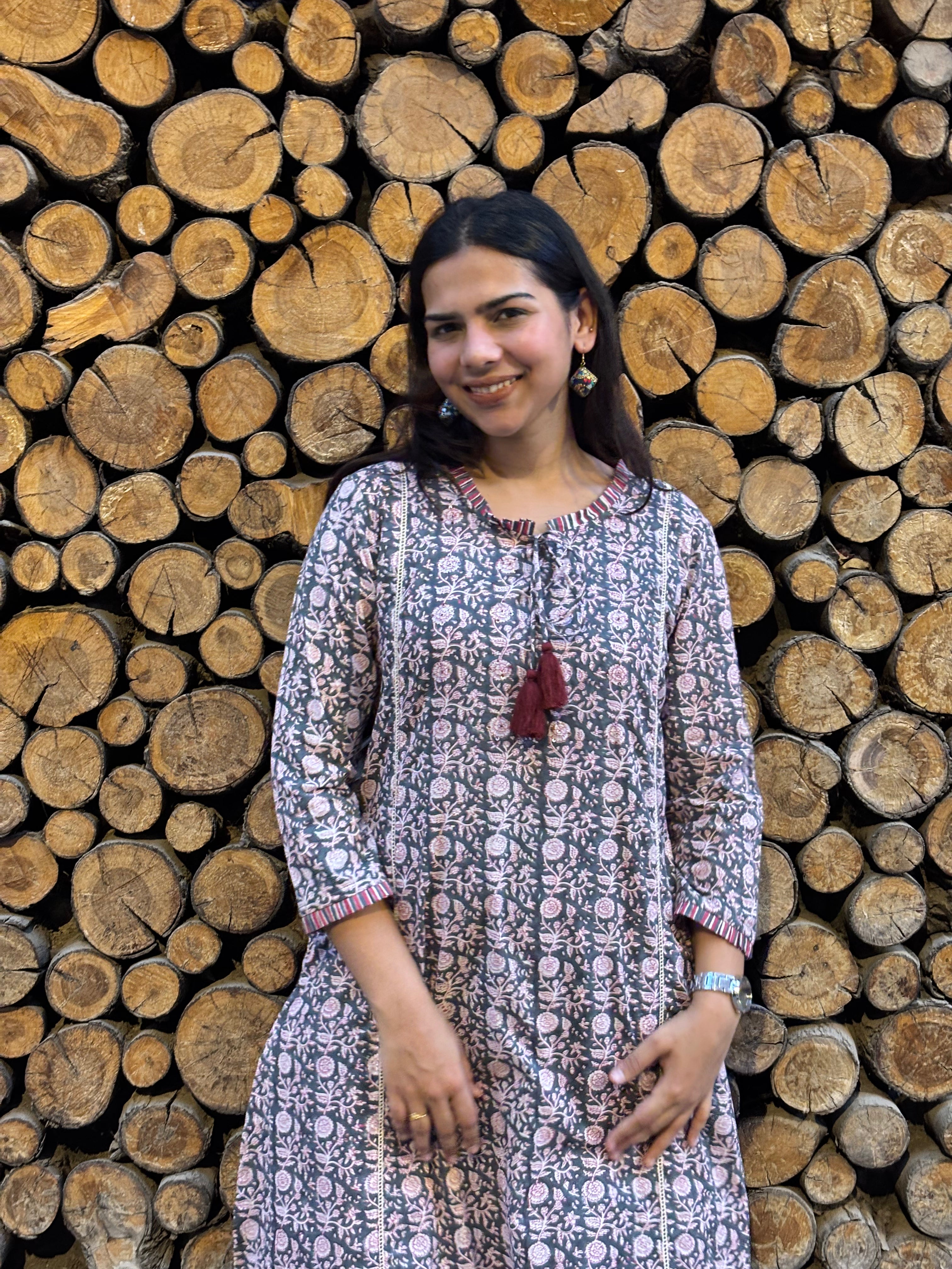 Anukriti Hand Block Print Cotton Kurta Palazzo Co-ord Set