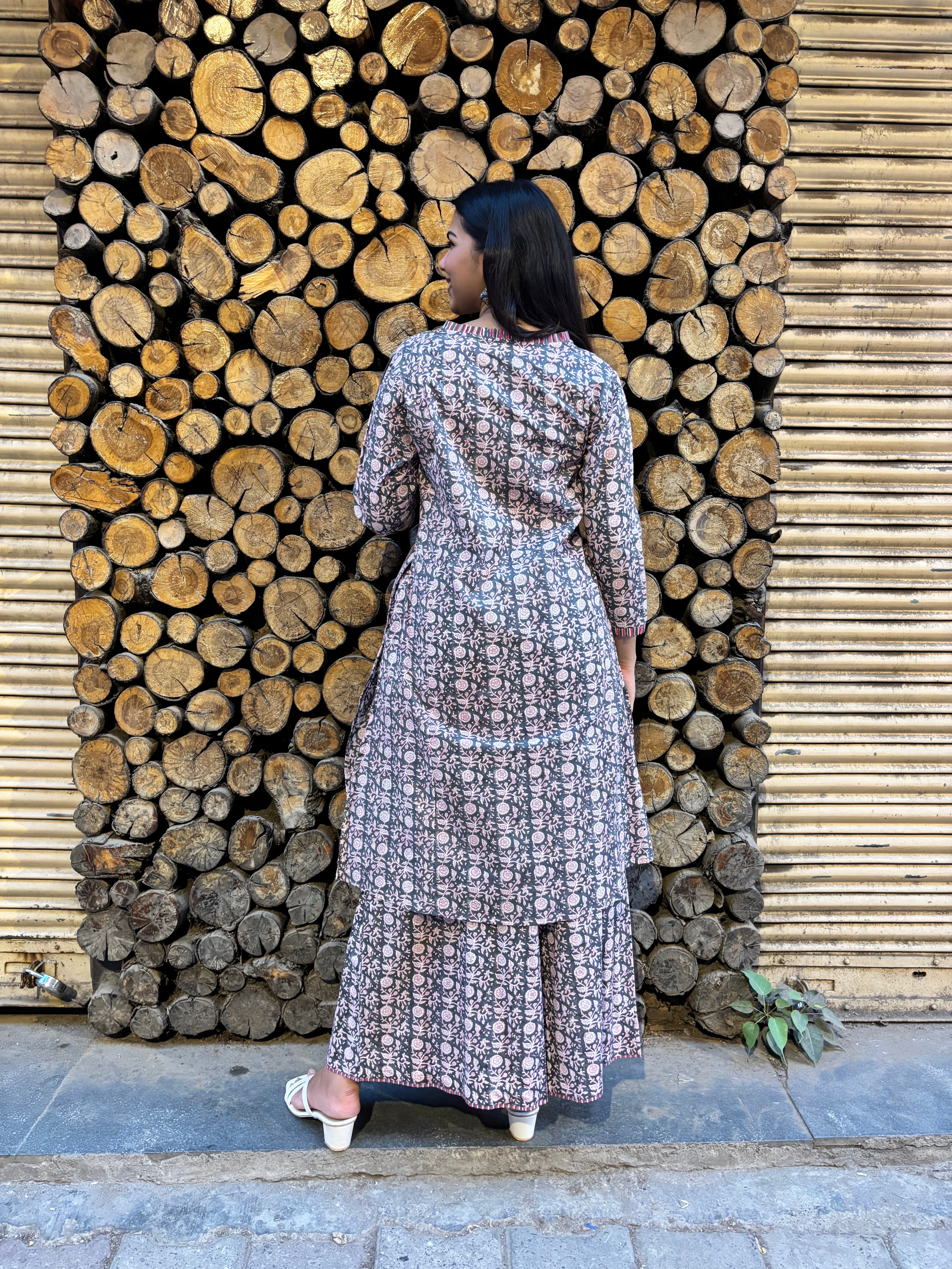 Anukriti Hand Block Print Cotton Kurta Palazzo Co-ord Set