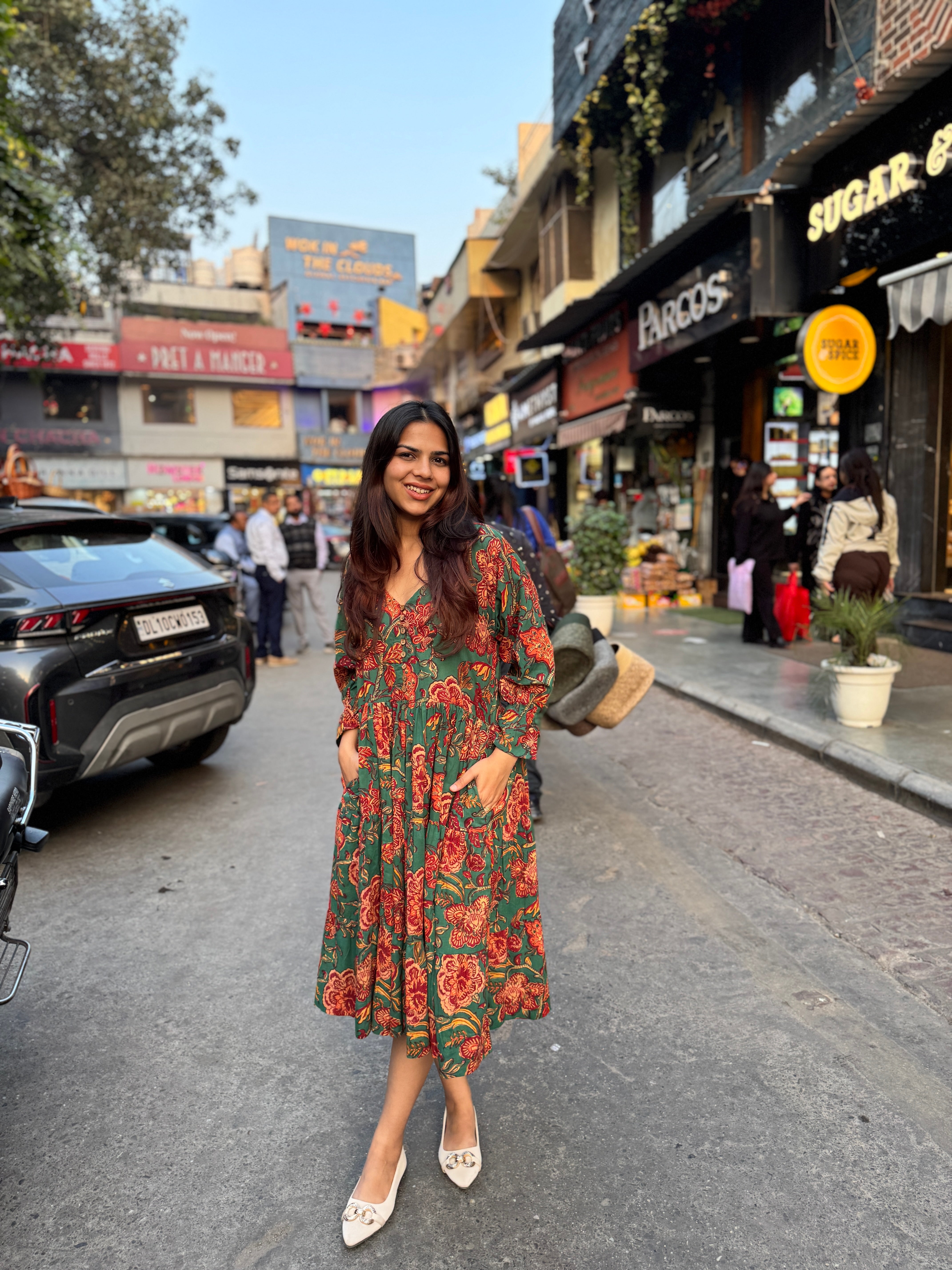 Amaya Hand Block Print Cotton A-Line Dress