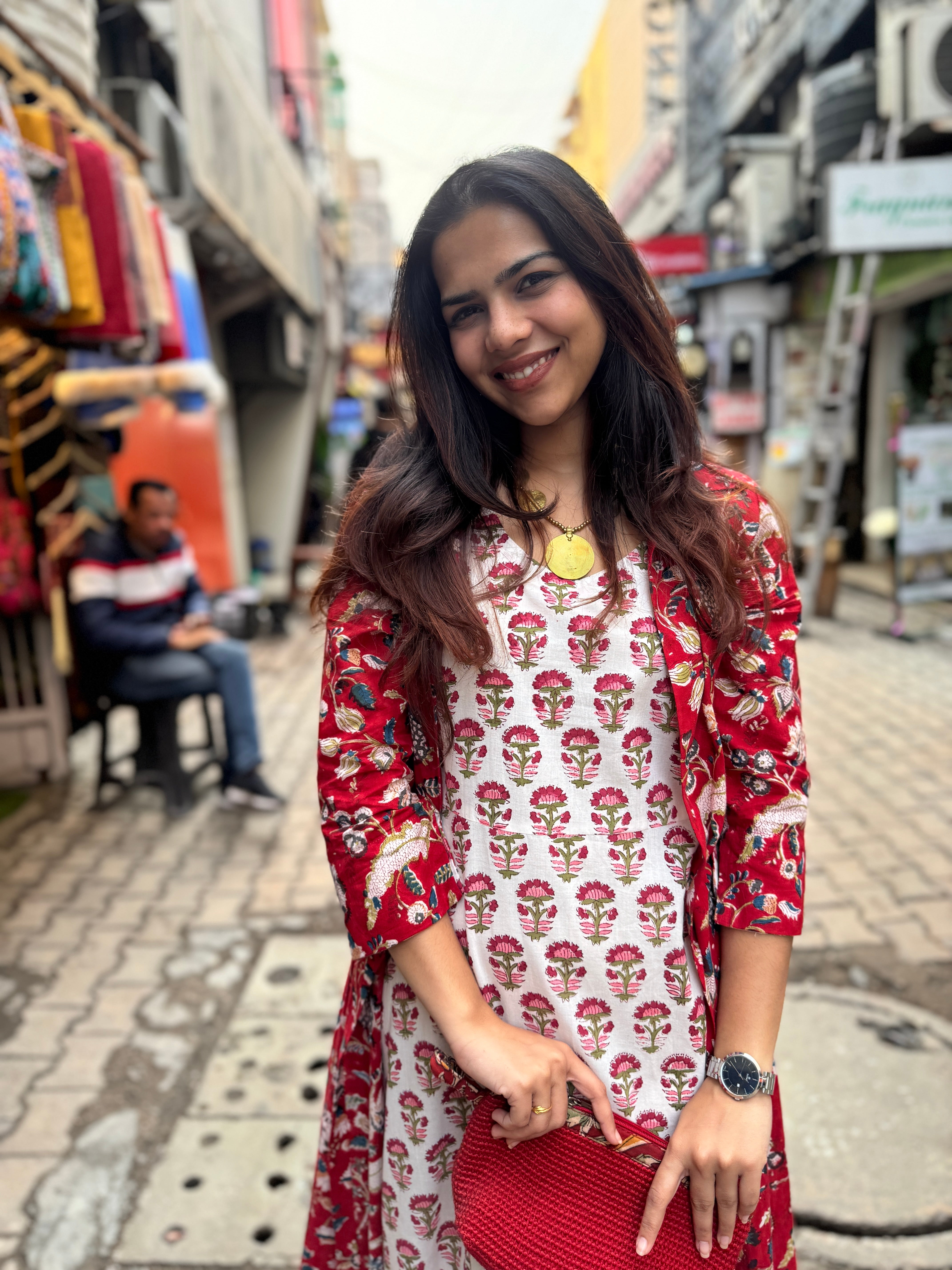 Gul Hand Block Print Cotton Short Double Layer Short Dress