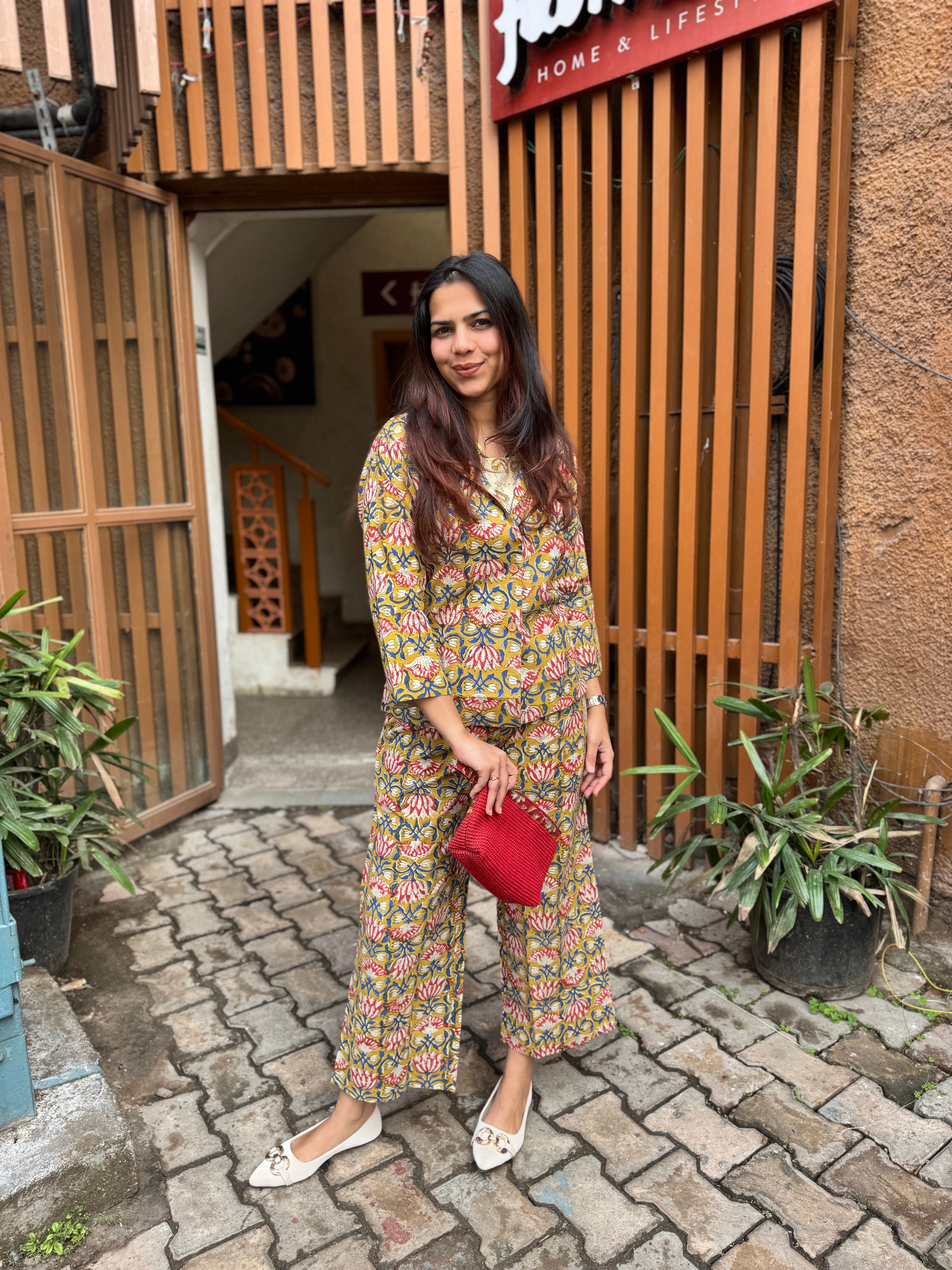 Tarini Kalamkari Hand Block Print Cotton Co-ord Set