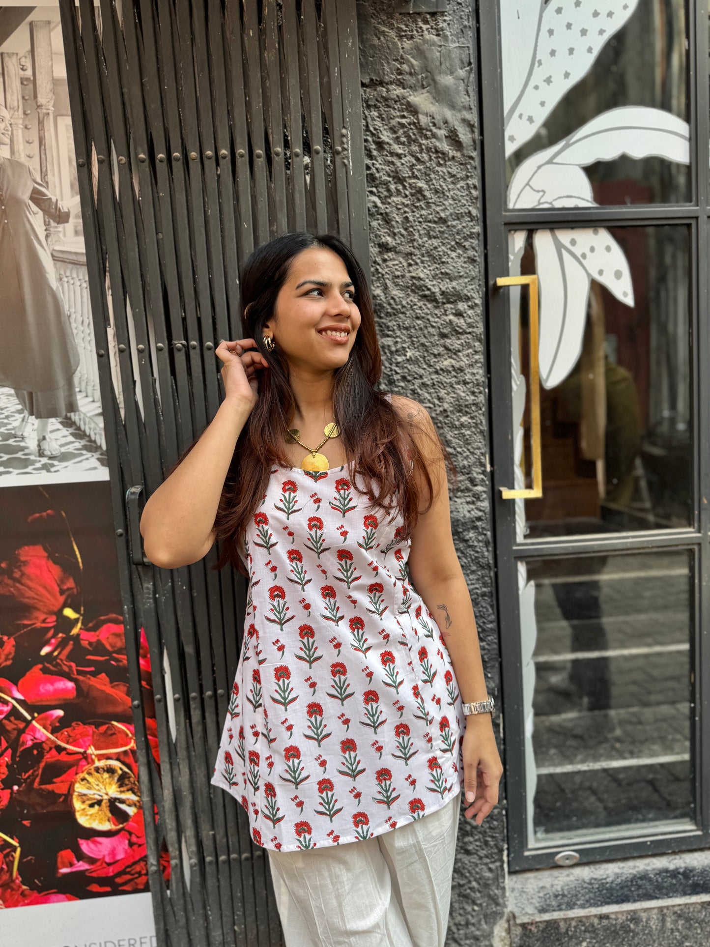 Adhira Hand Block Print Cotton Double Layer Top