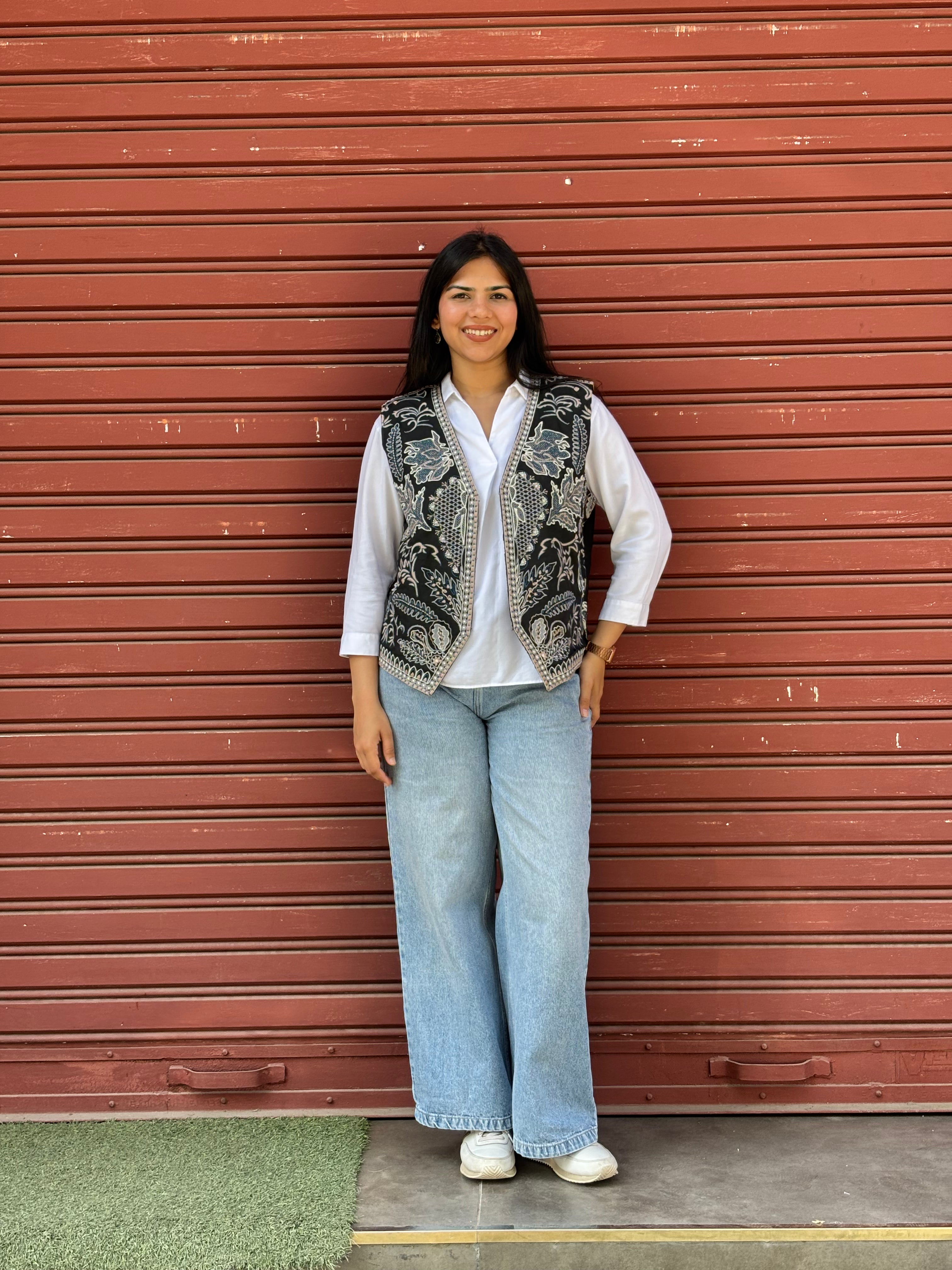 TOJ Art Embroidered Women's Koti- Black