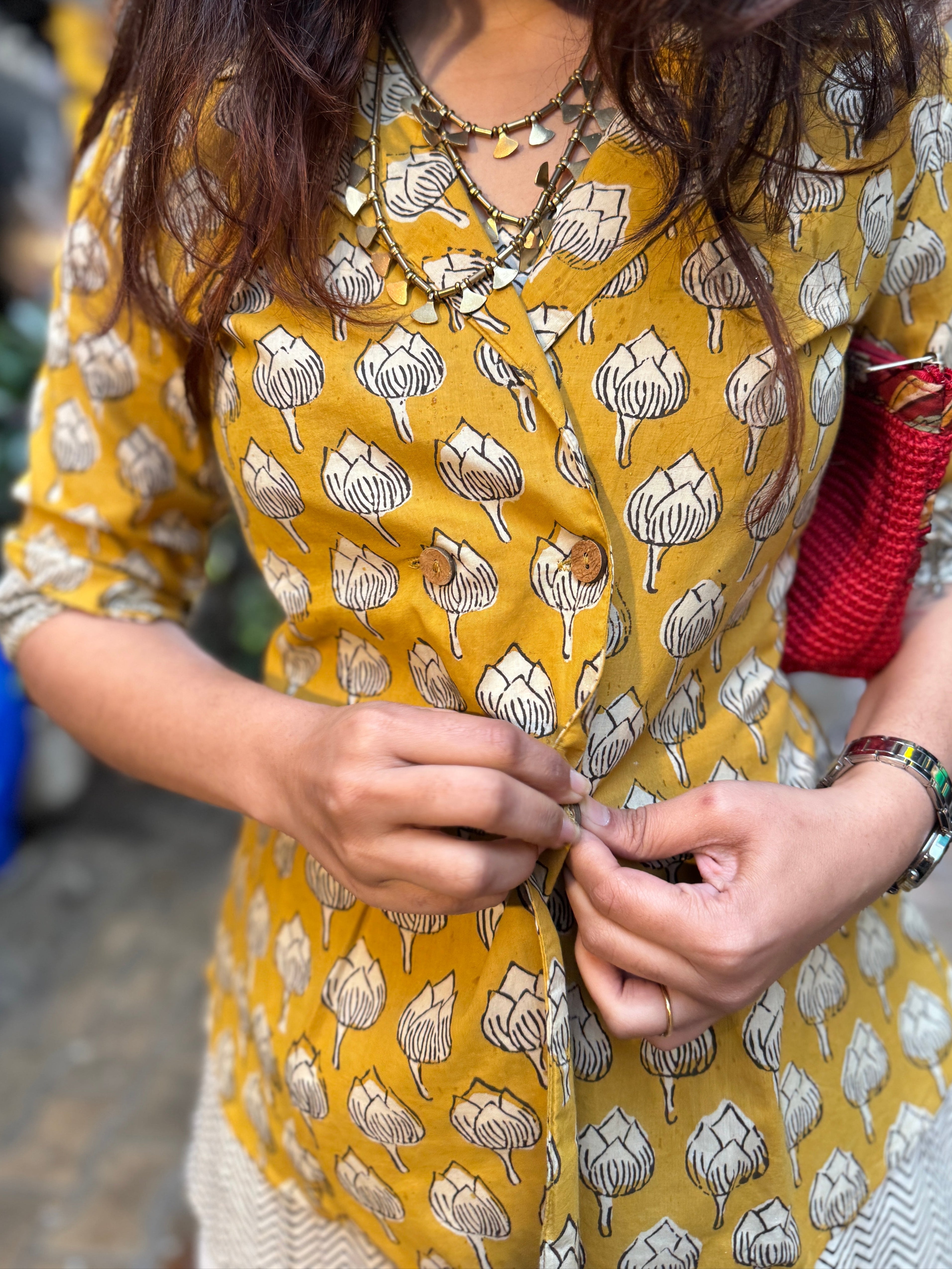 Patta Patti Hand Block Print Double Layer Top