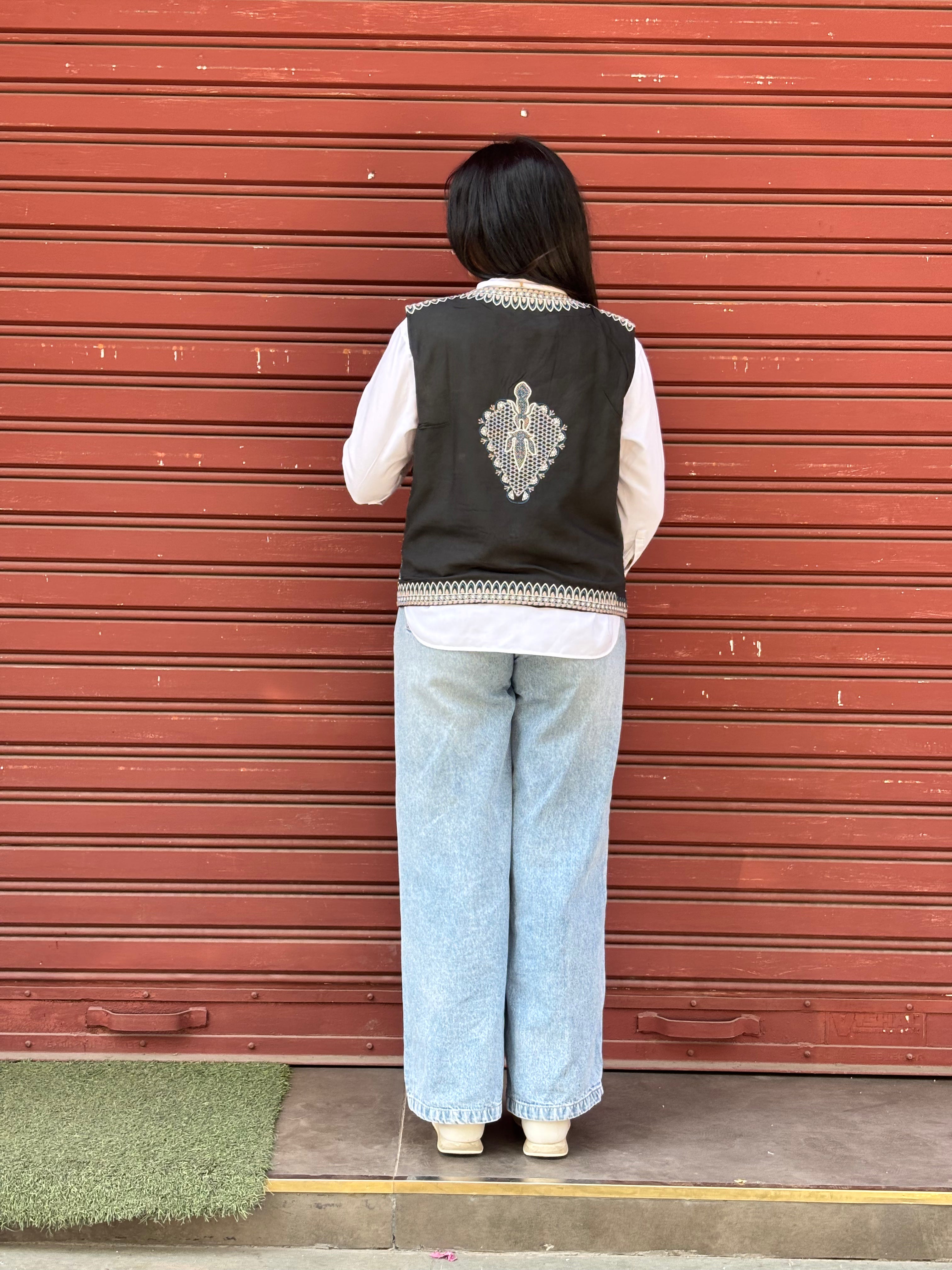 TOJ Art Embroidered Women's Koti- Black