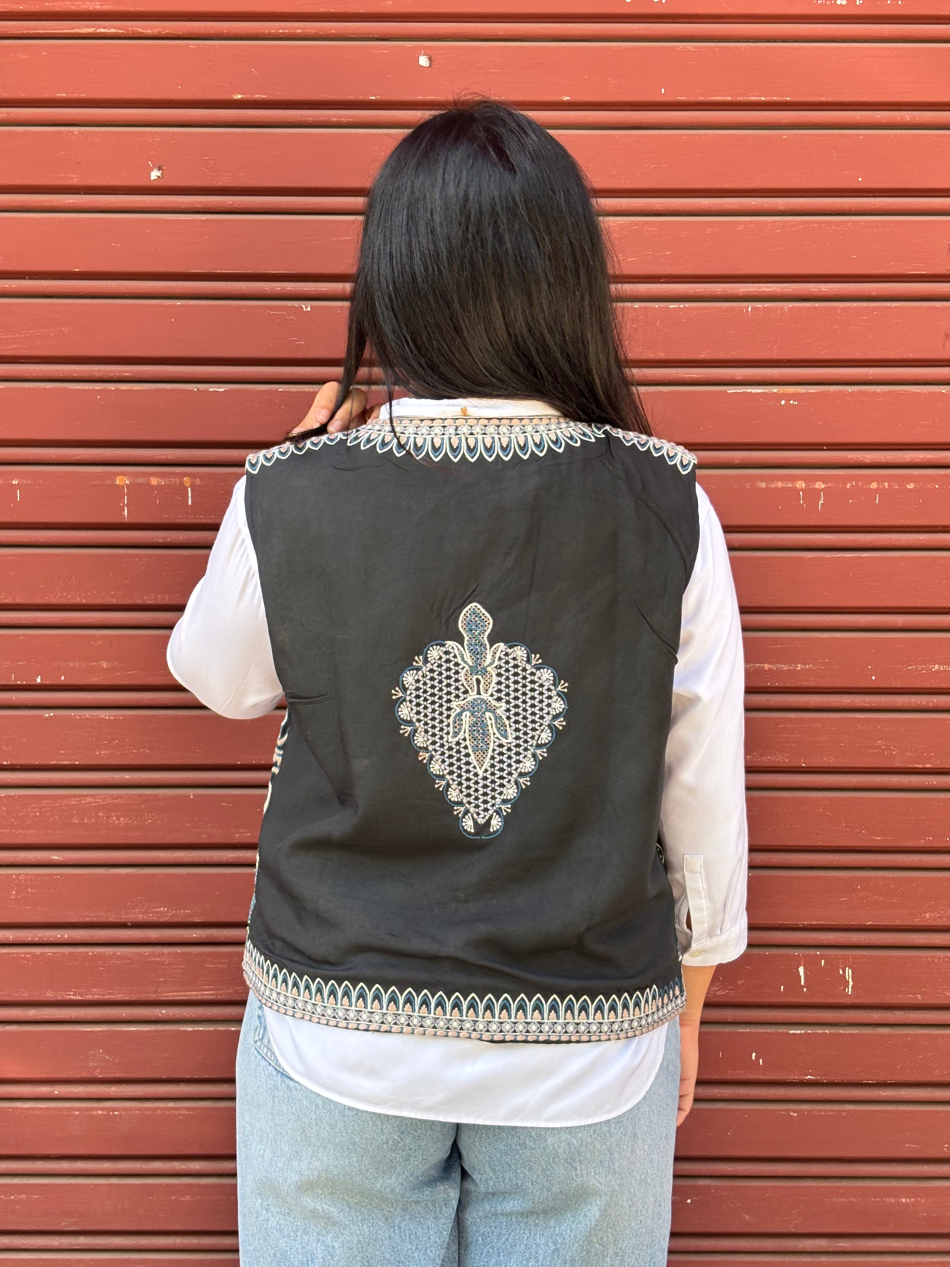 TOJ Art Embroidered Women's Koti- Black