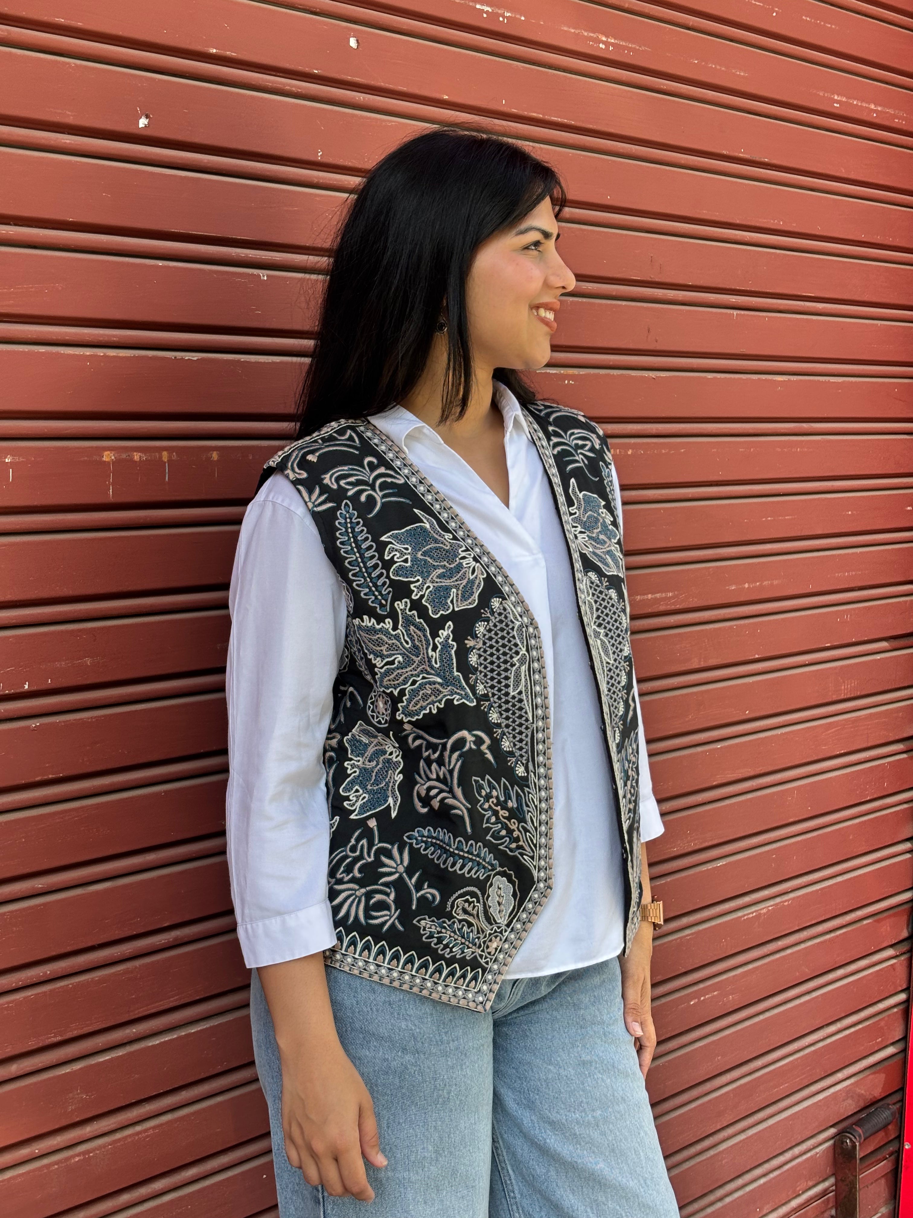 TOJ Art Embroidered Women's Koti- Black