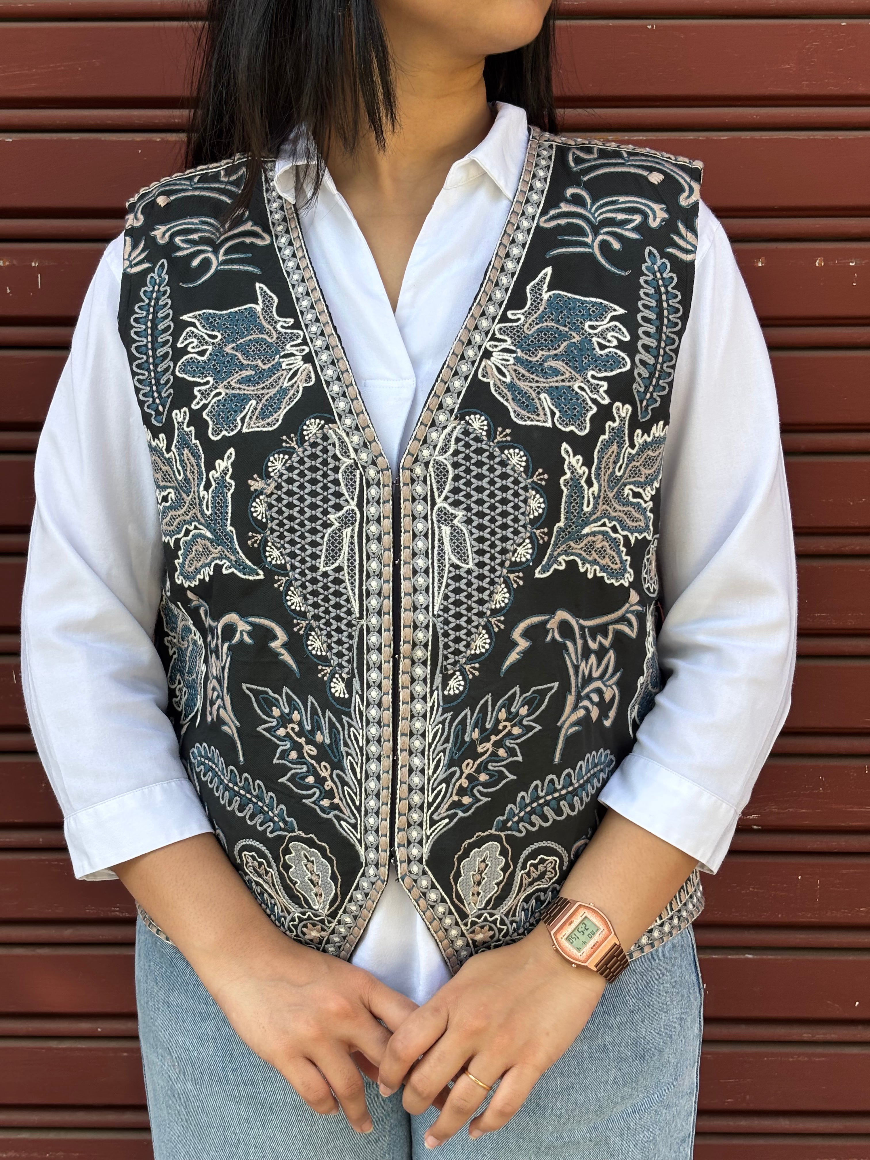 TOJ Art Embroidered Women's Koti- Black