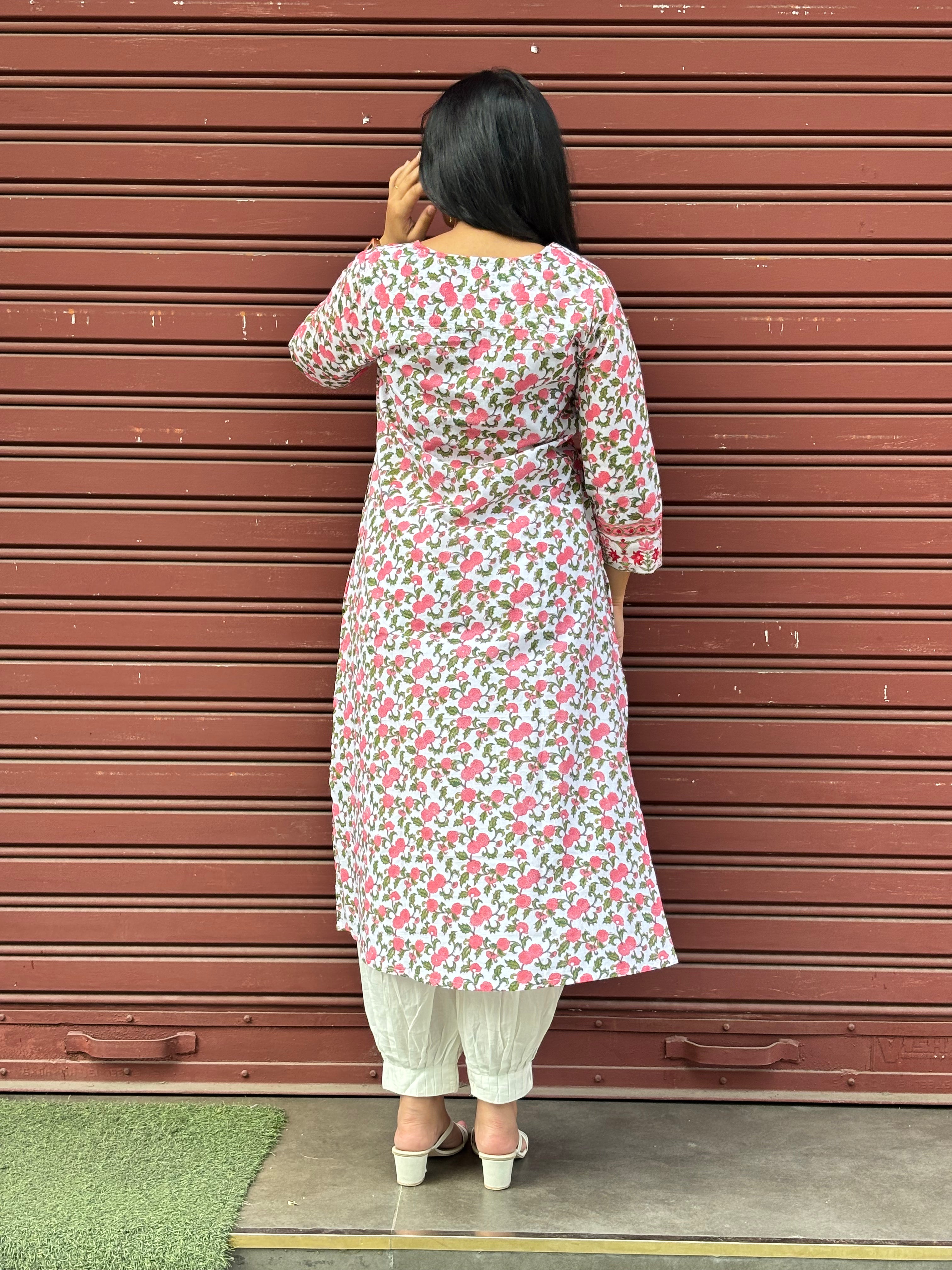 Rosa Hand Block Print Cotton A-Line Kurta