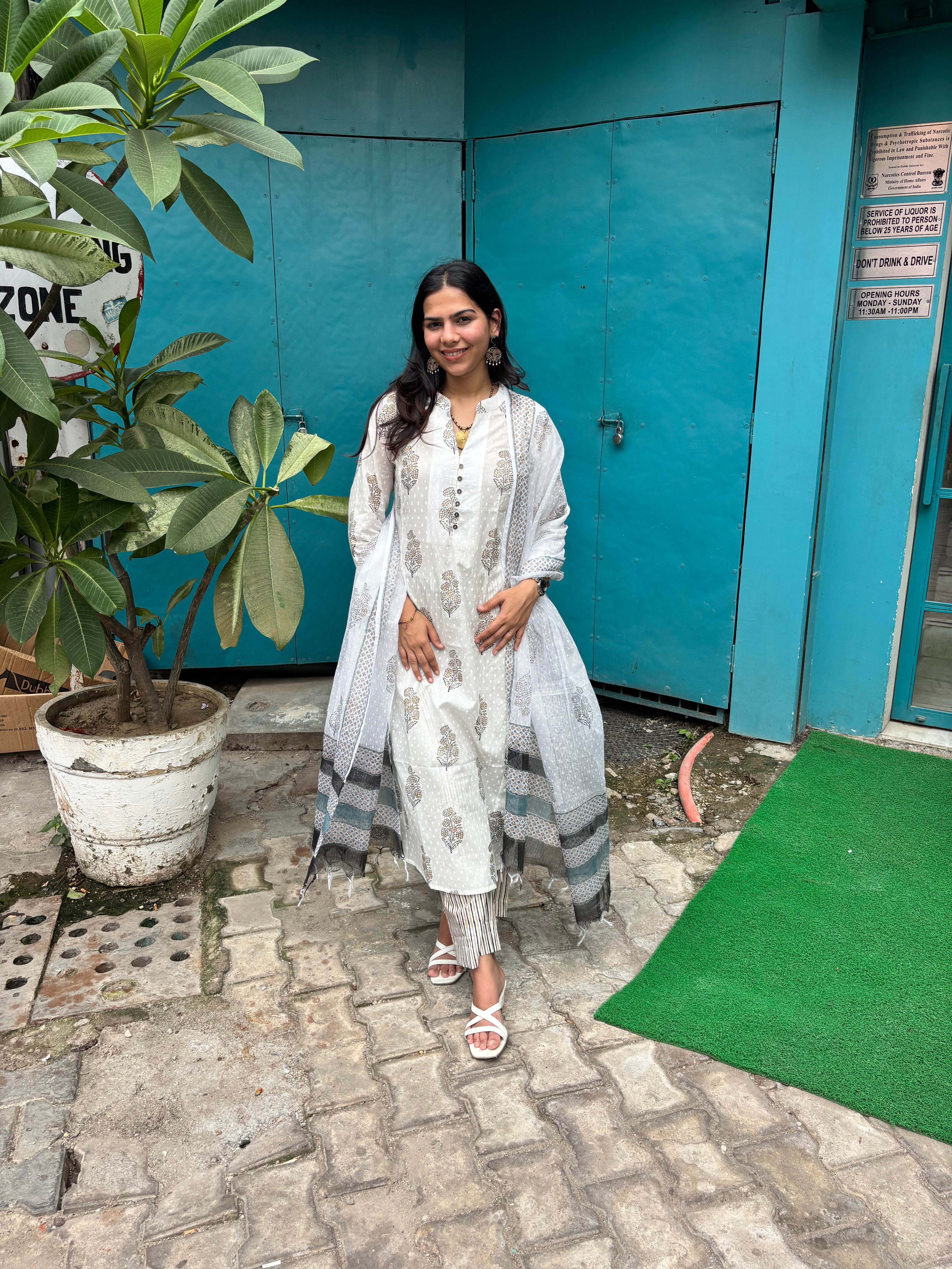 Kaari Hand Block Printed Cotton Kurta Set with Pants