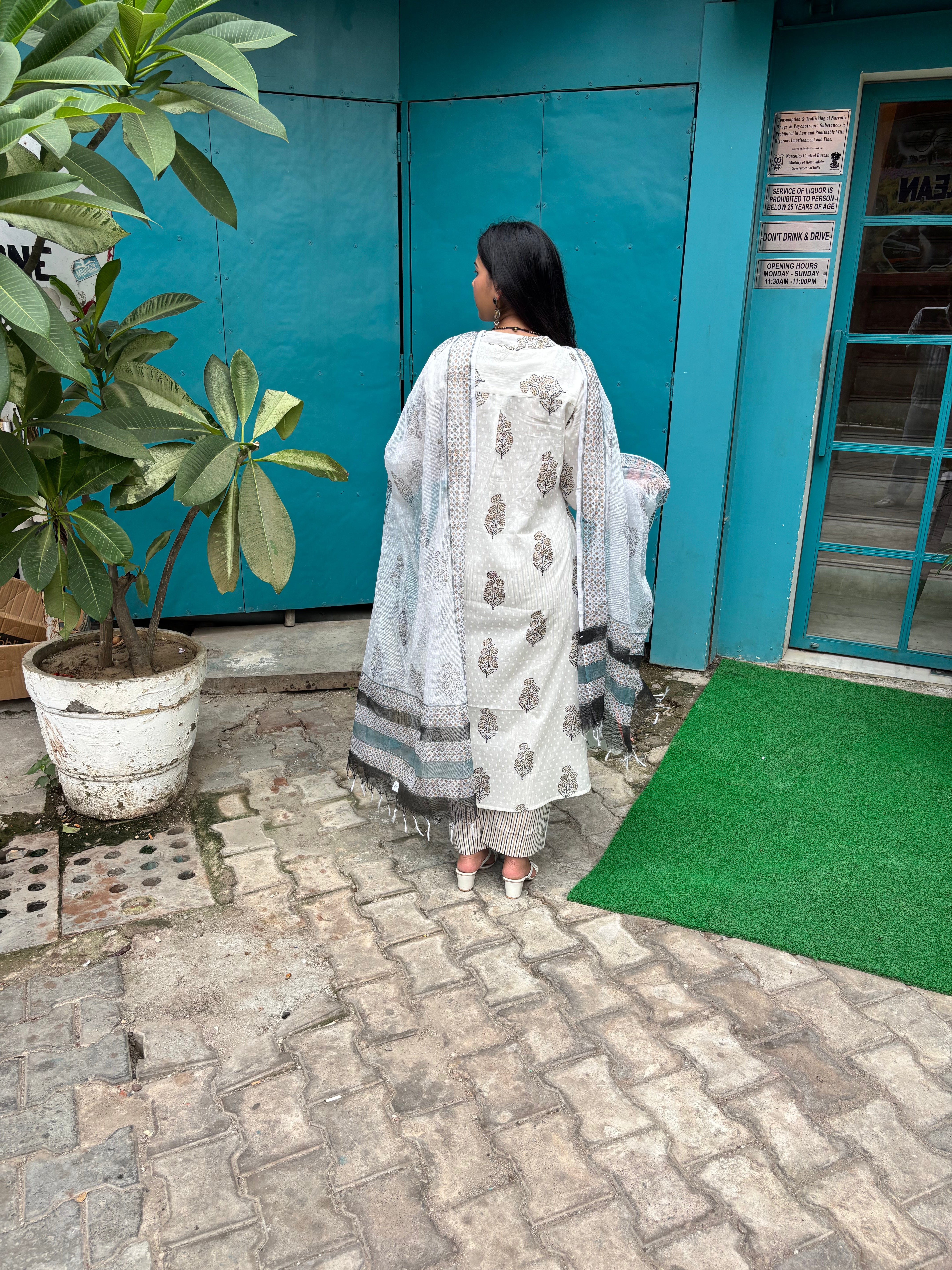 Kaari Hand Block Printed Cotton Kurta Set with Pants