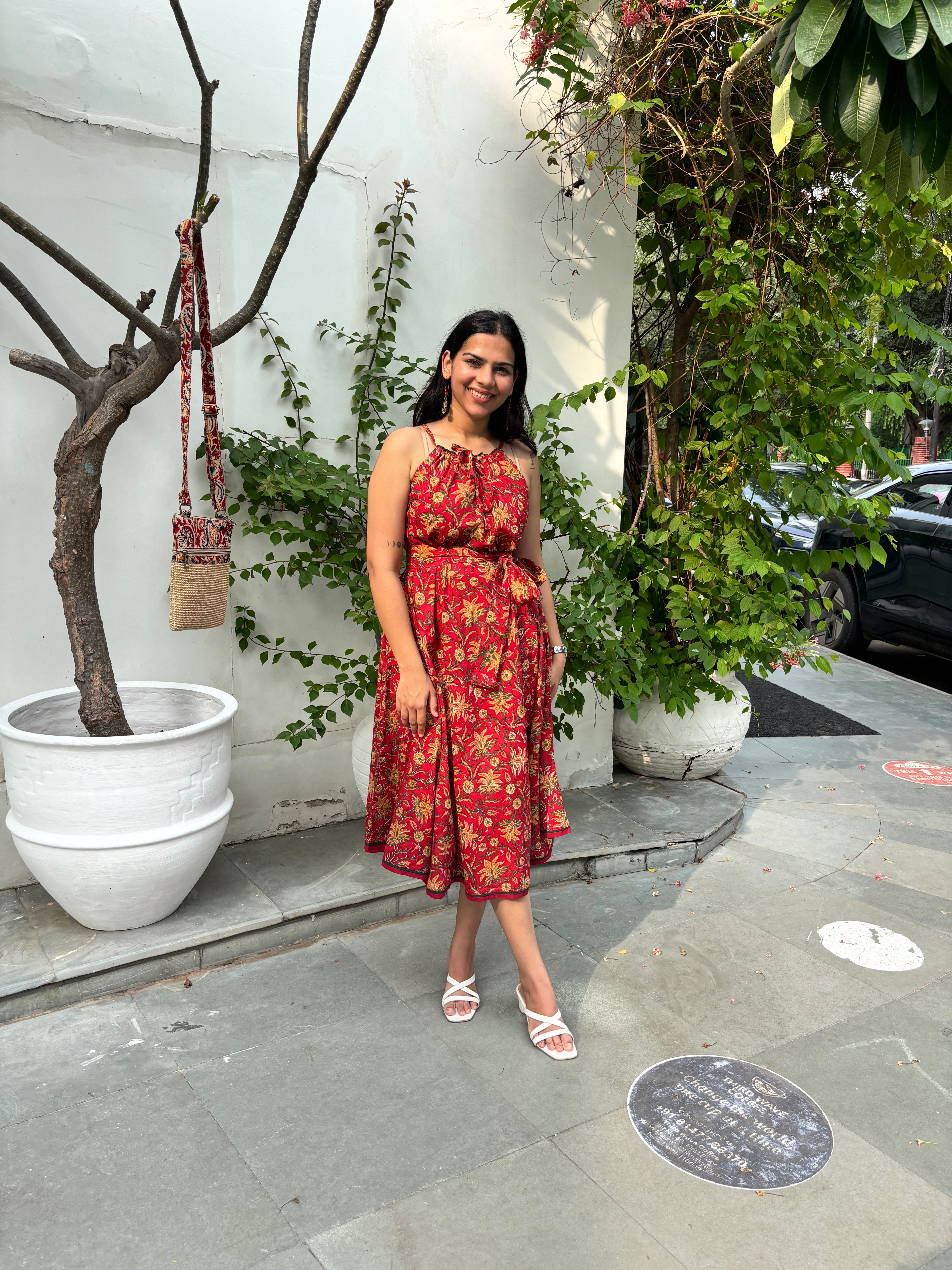 Naqsh Hand Block Printed Cotton Free Size Dress