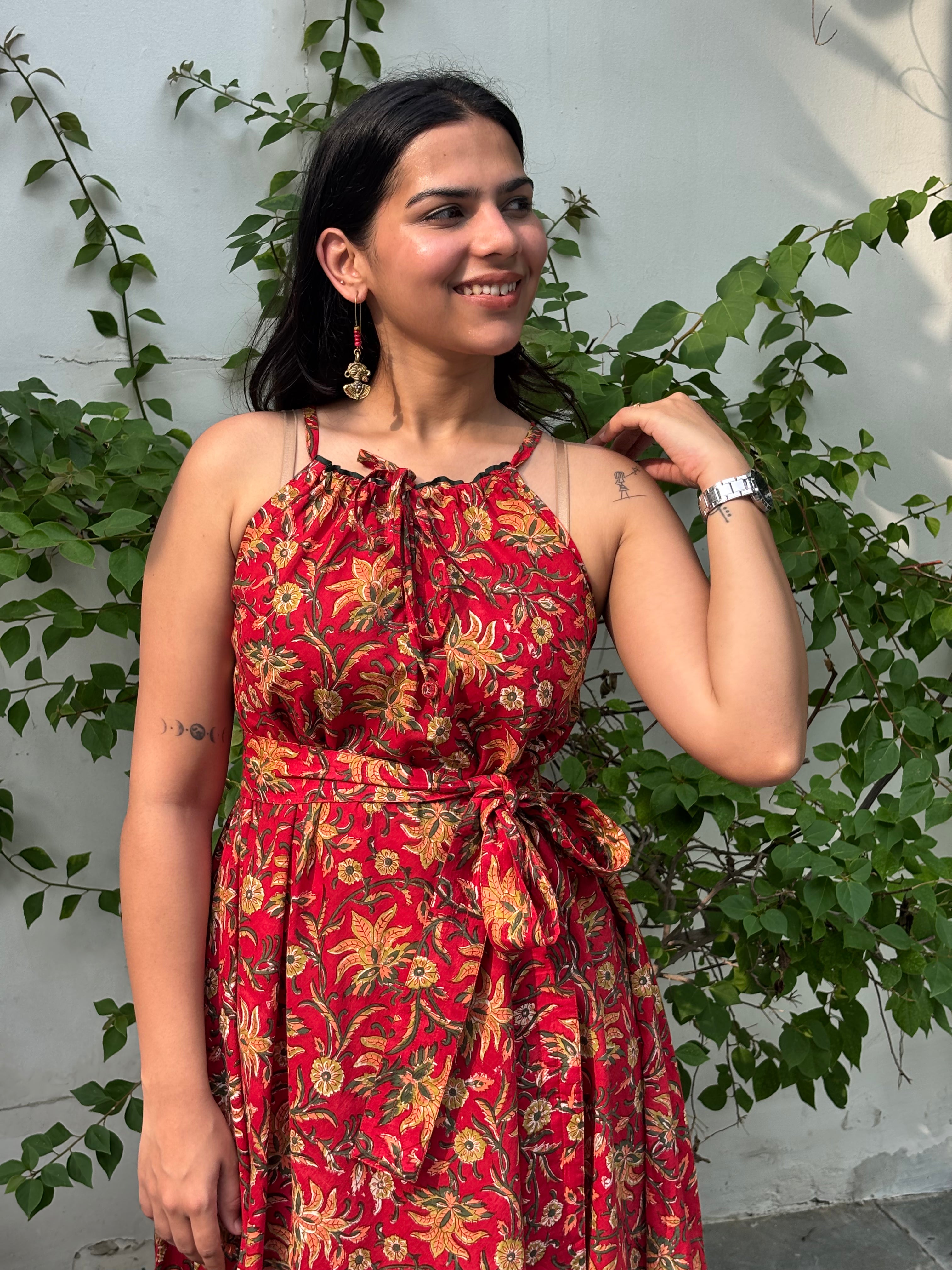 Naqsh Hand Block Printed Cotton Free Size Dress