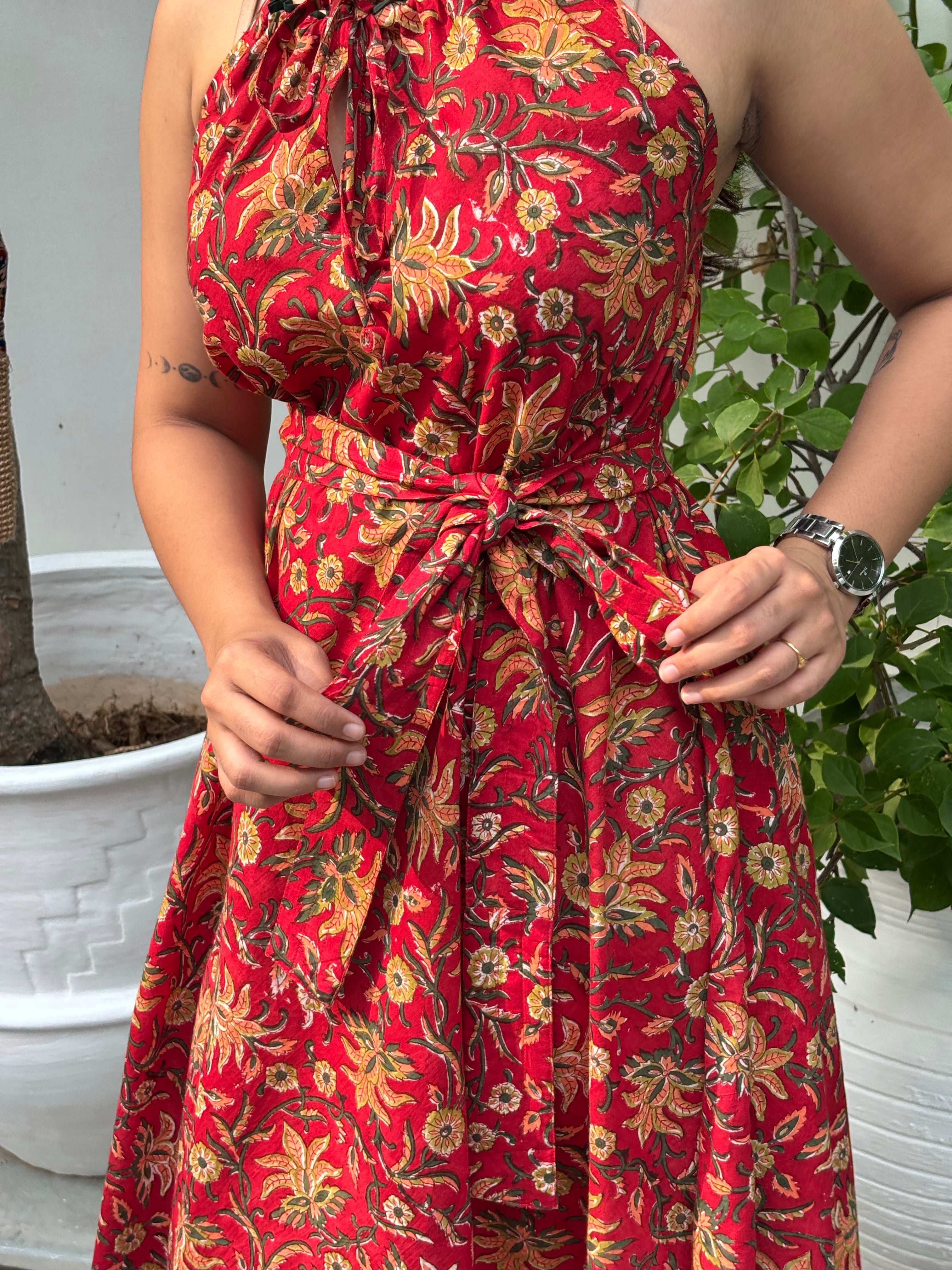 Naqsh Hand Block Printed Cotton Free Size Dress