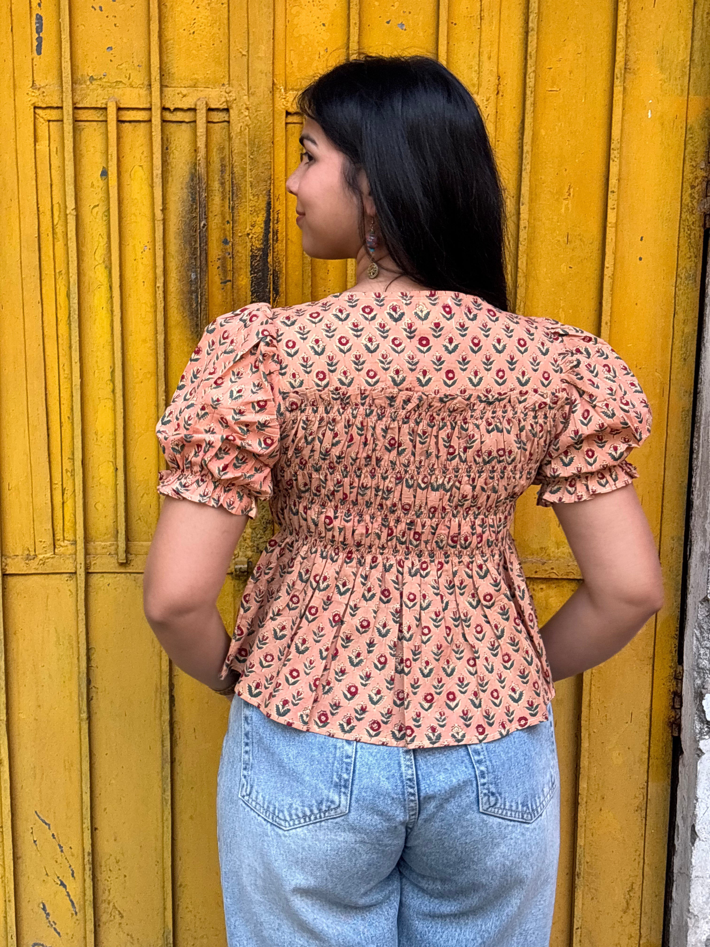 Mailka Hand Block Print Cotton Top