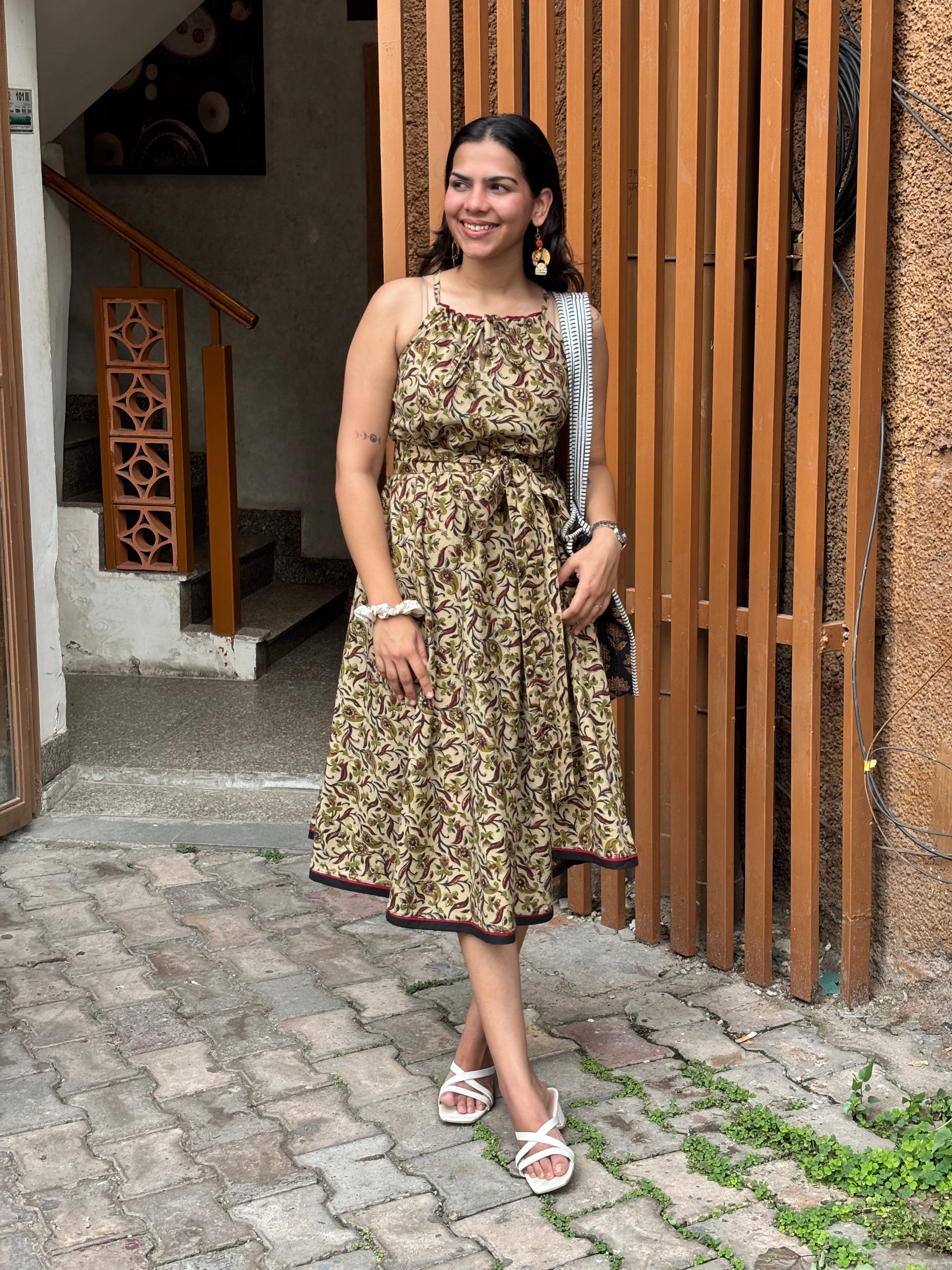 Mittika Bagru Hand Block Print Cotton Free Size Dress