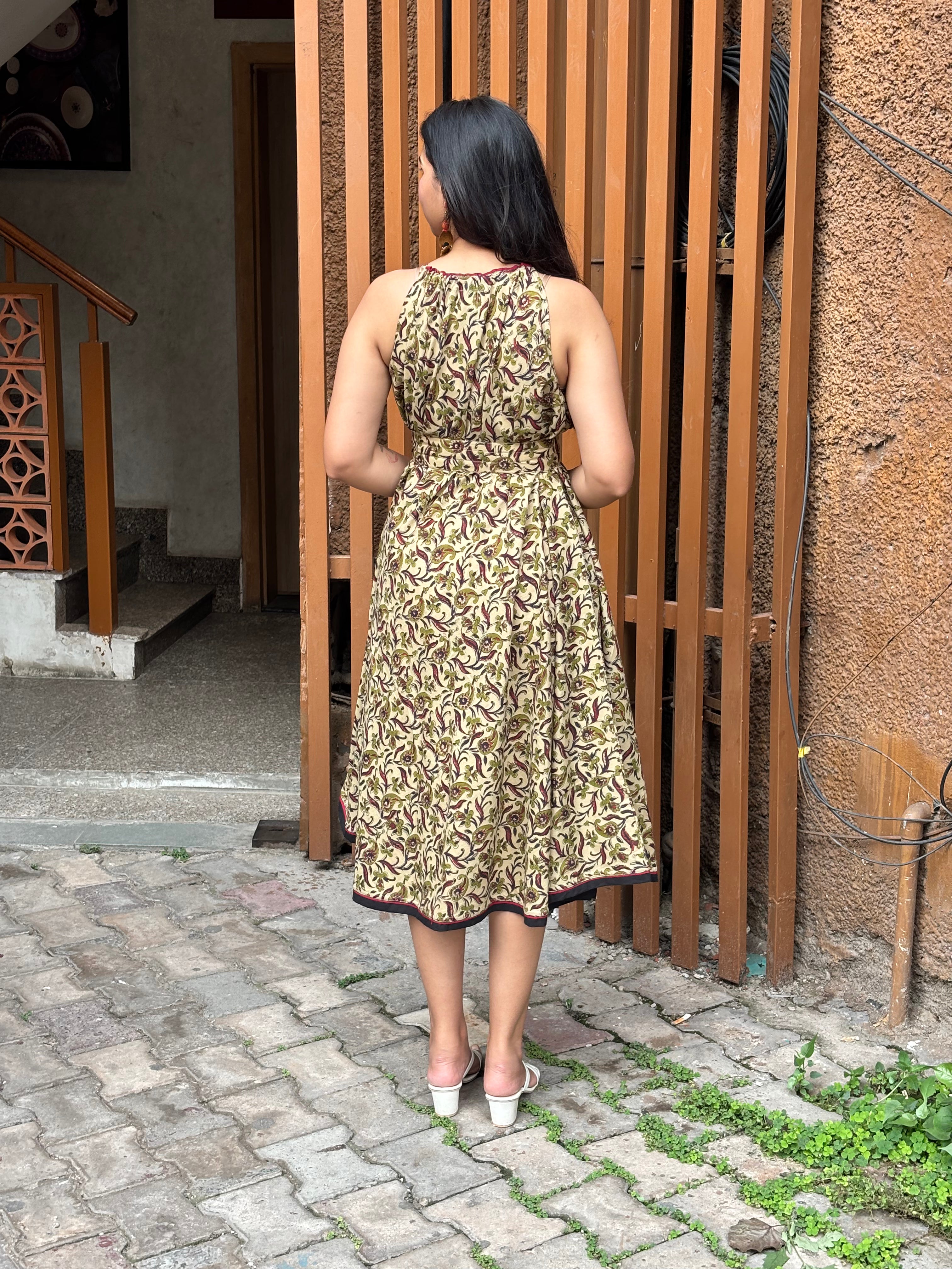 Mittika Bagru Hand Block Print Cotton Free Size Dress