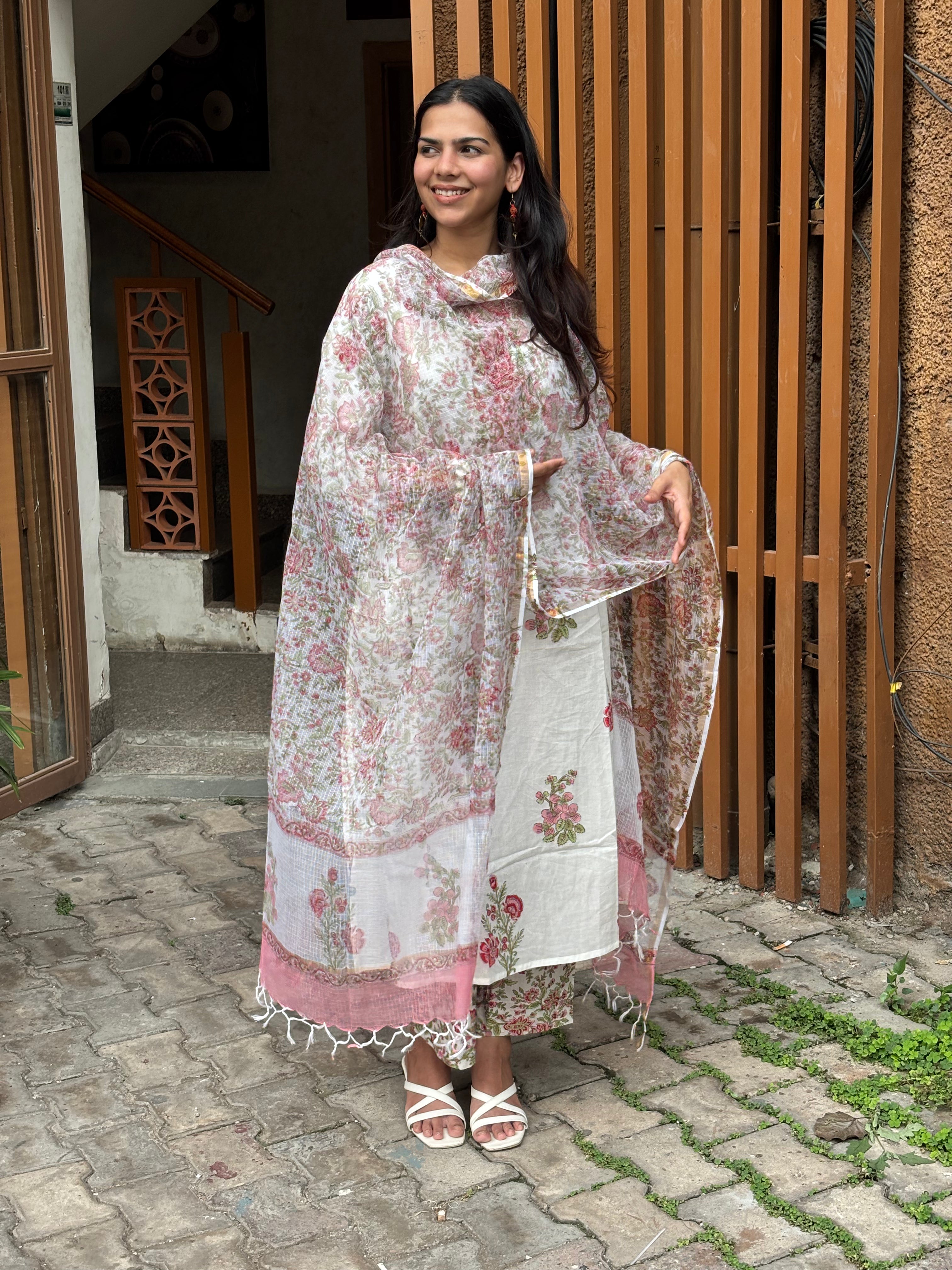 Ruhani Block Printed Cotton Kurta Set with Pants