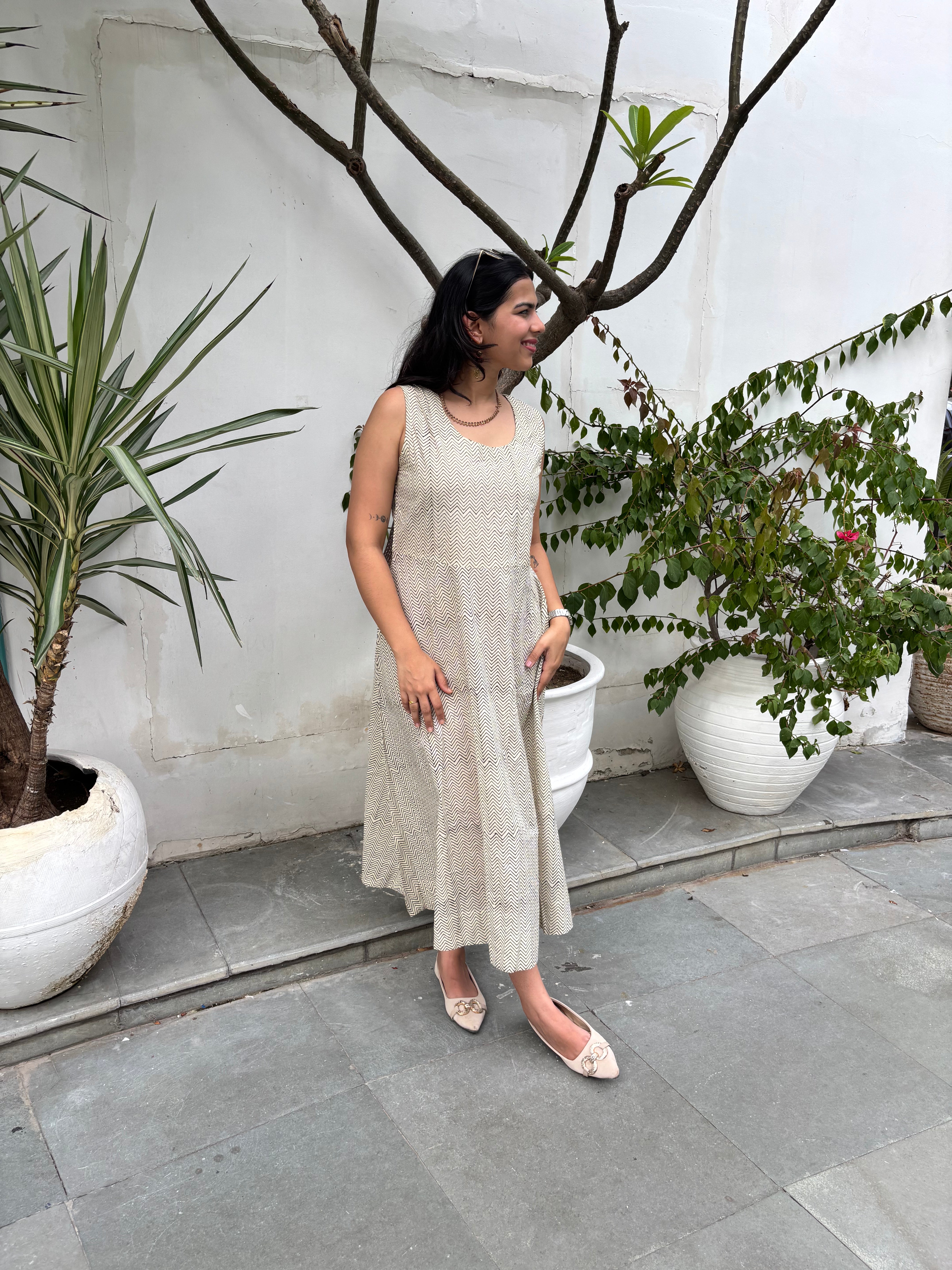 Kanak Bagru Block Print Cotton Short Double Layer Dress