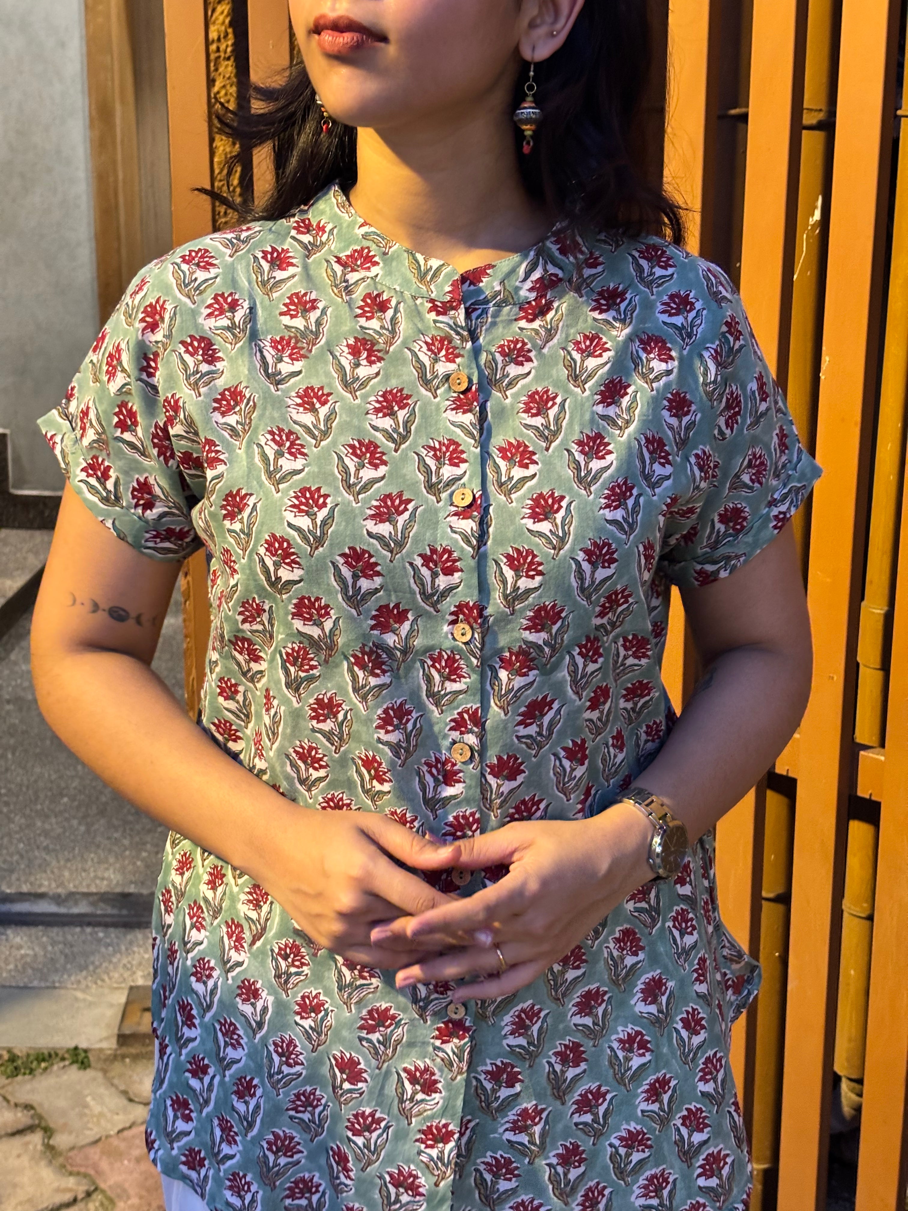 Rehbar Hand Block Print Cotton Shirt