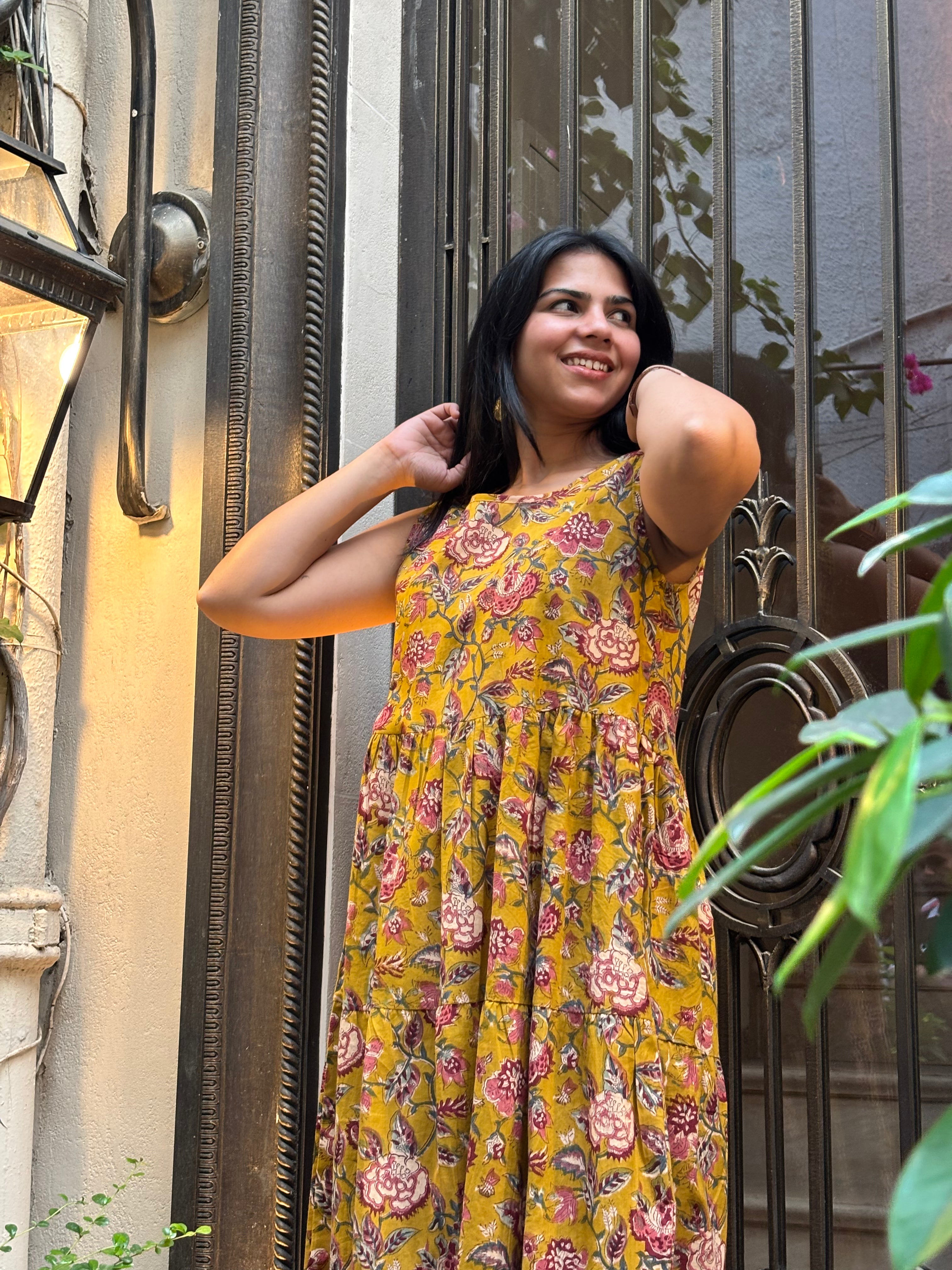 Maaya Hand Block Print Cotton Flare Dress