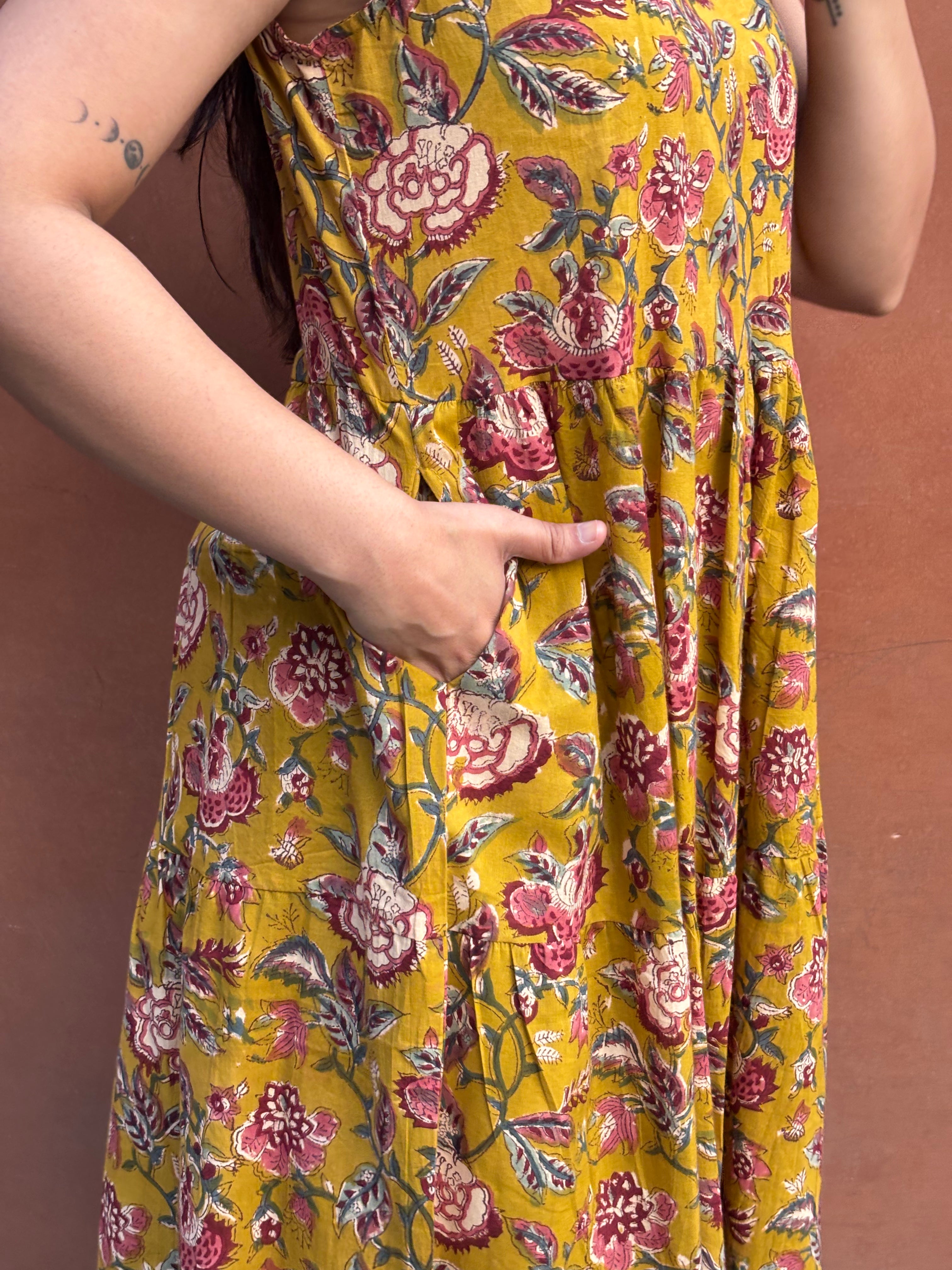 Maaya Hand Block Print Cotton Flare Dress