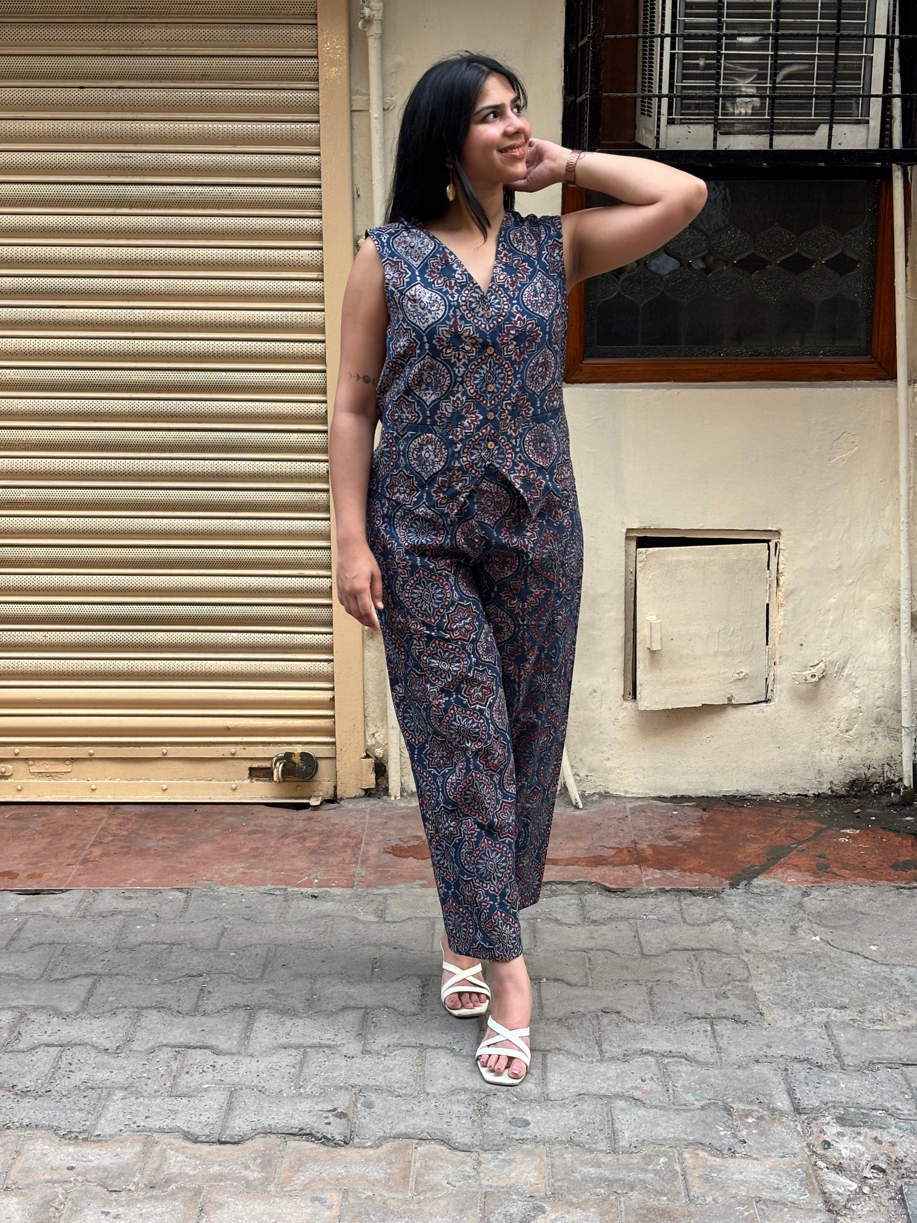 Aqsa Ajrakh Hand Block Print Cotton Co-ord Set
