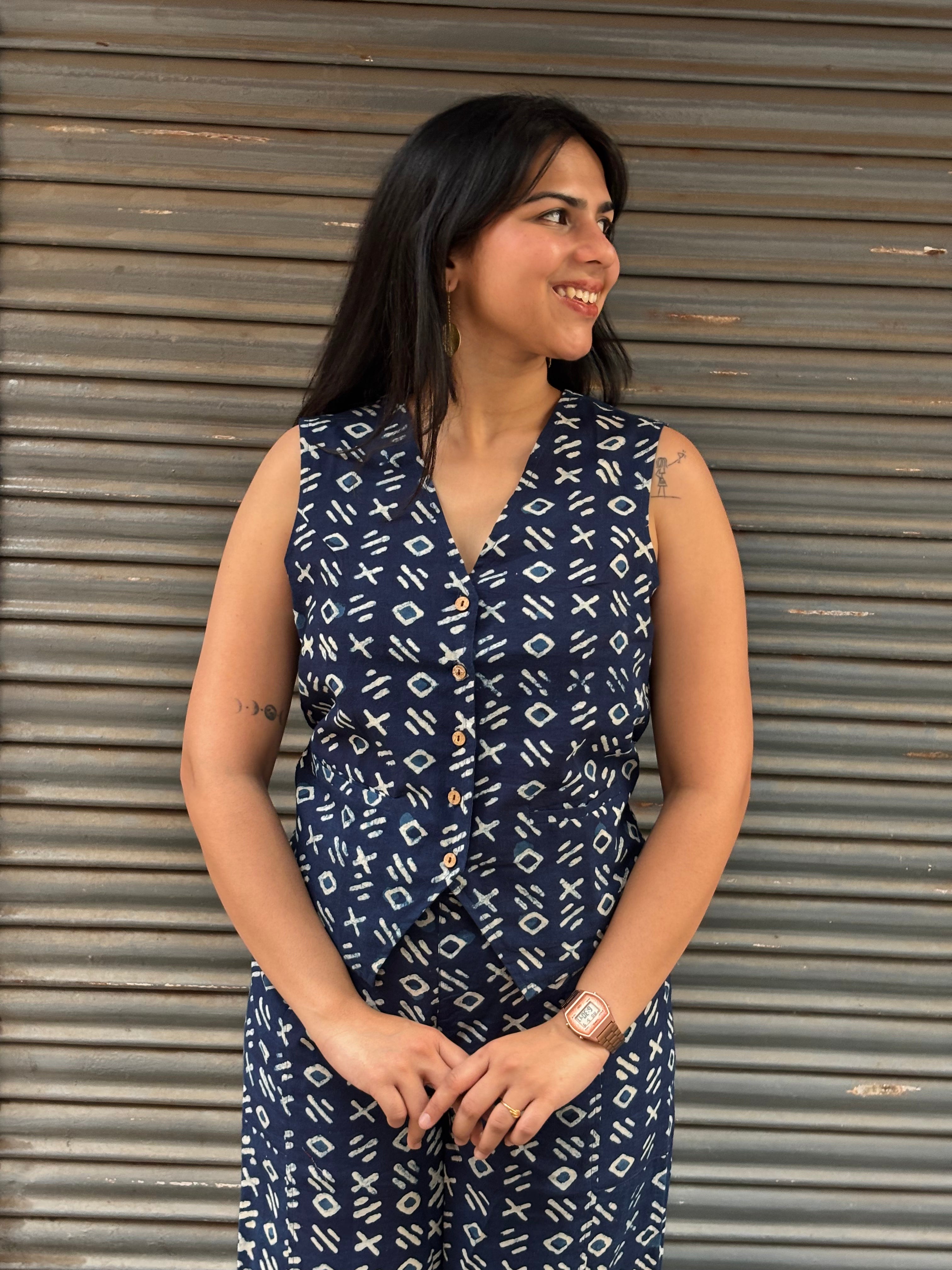 Tarin Indigo Hand Block Print Cotton Co-ord Set