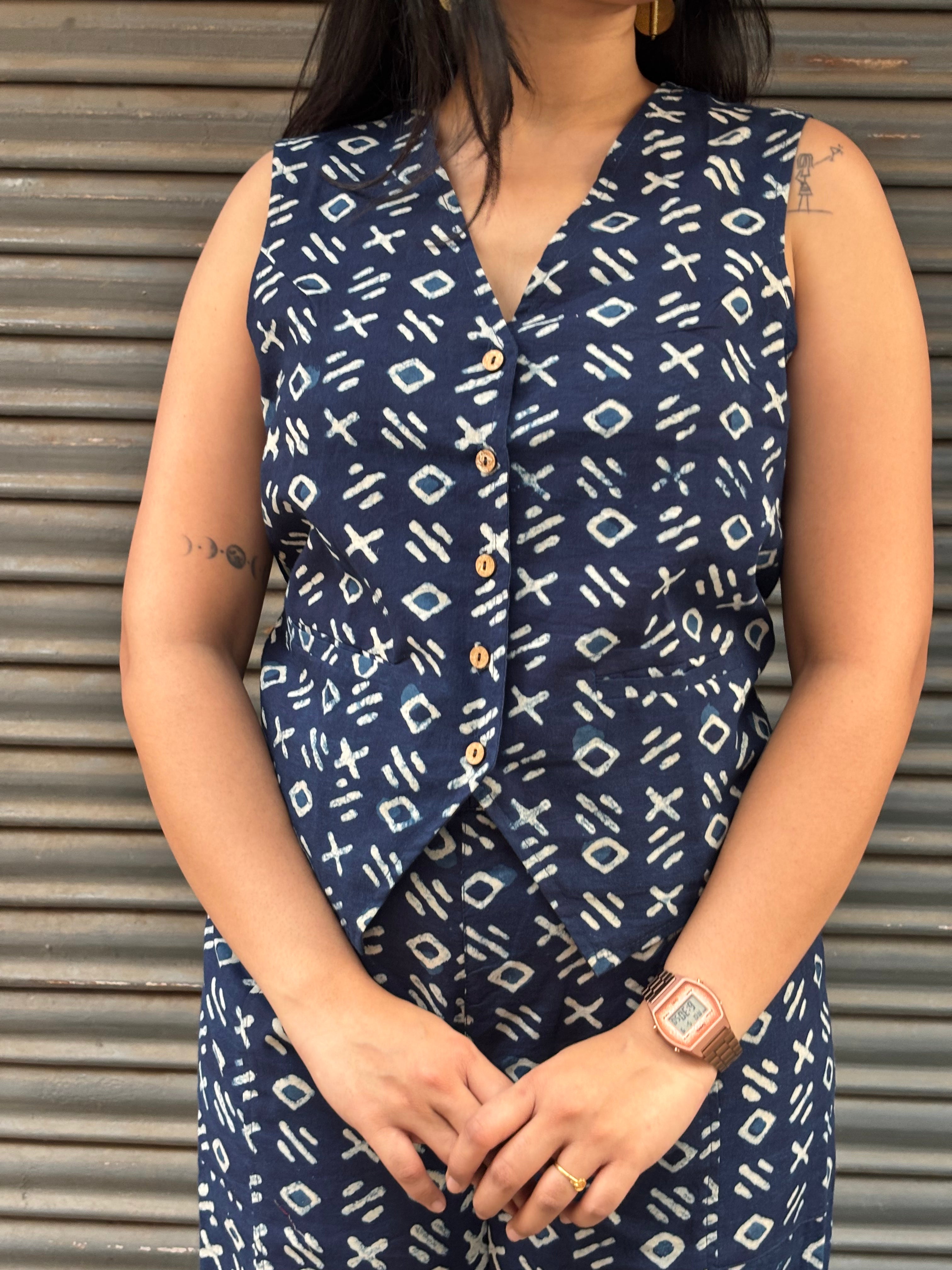 Tarin Indigo Hand Block Print Cotton Co-ord Set
