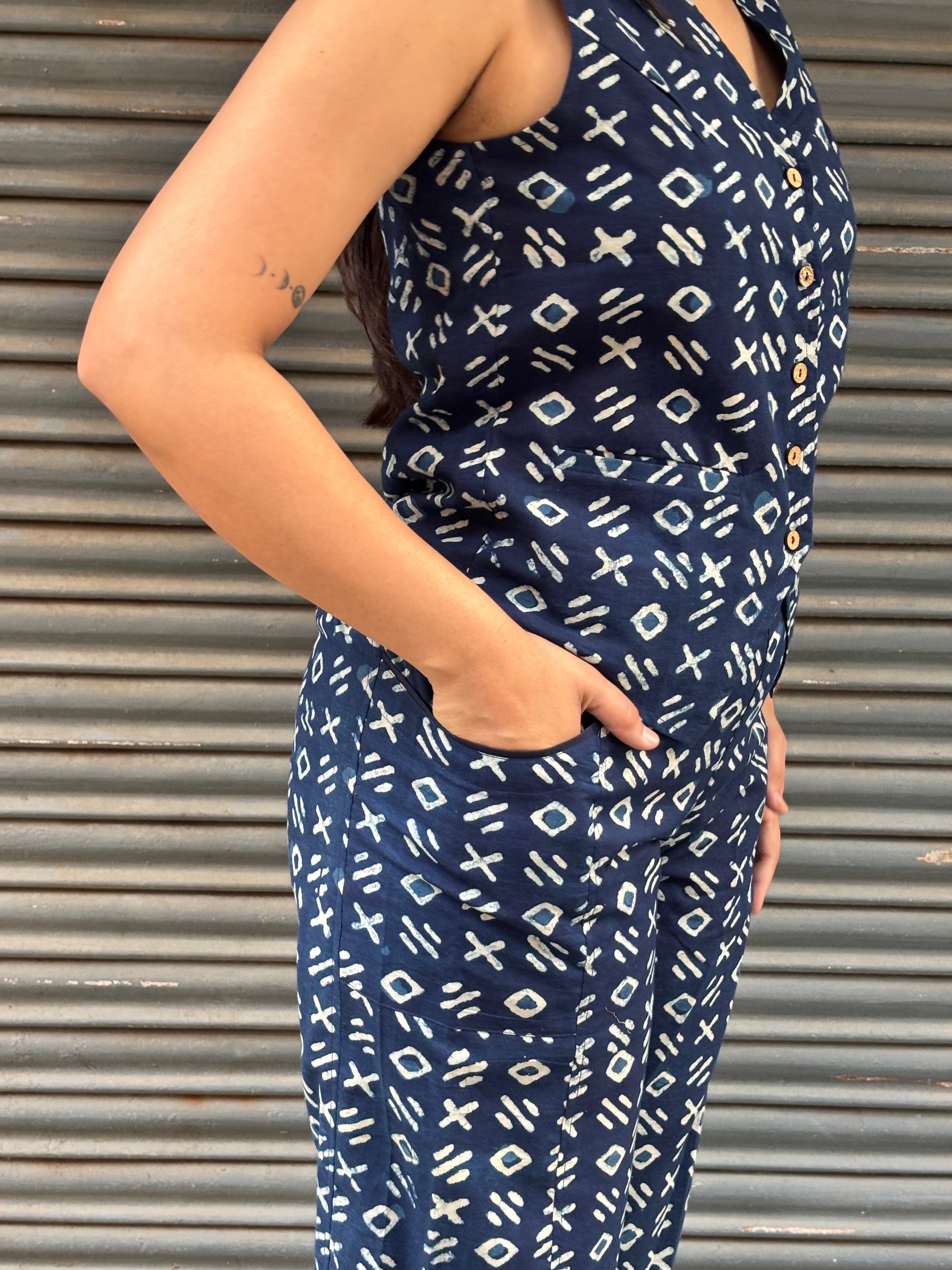 Tarin Indigo Hand Block Print Cotton Co-ord Set