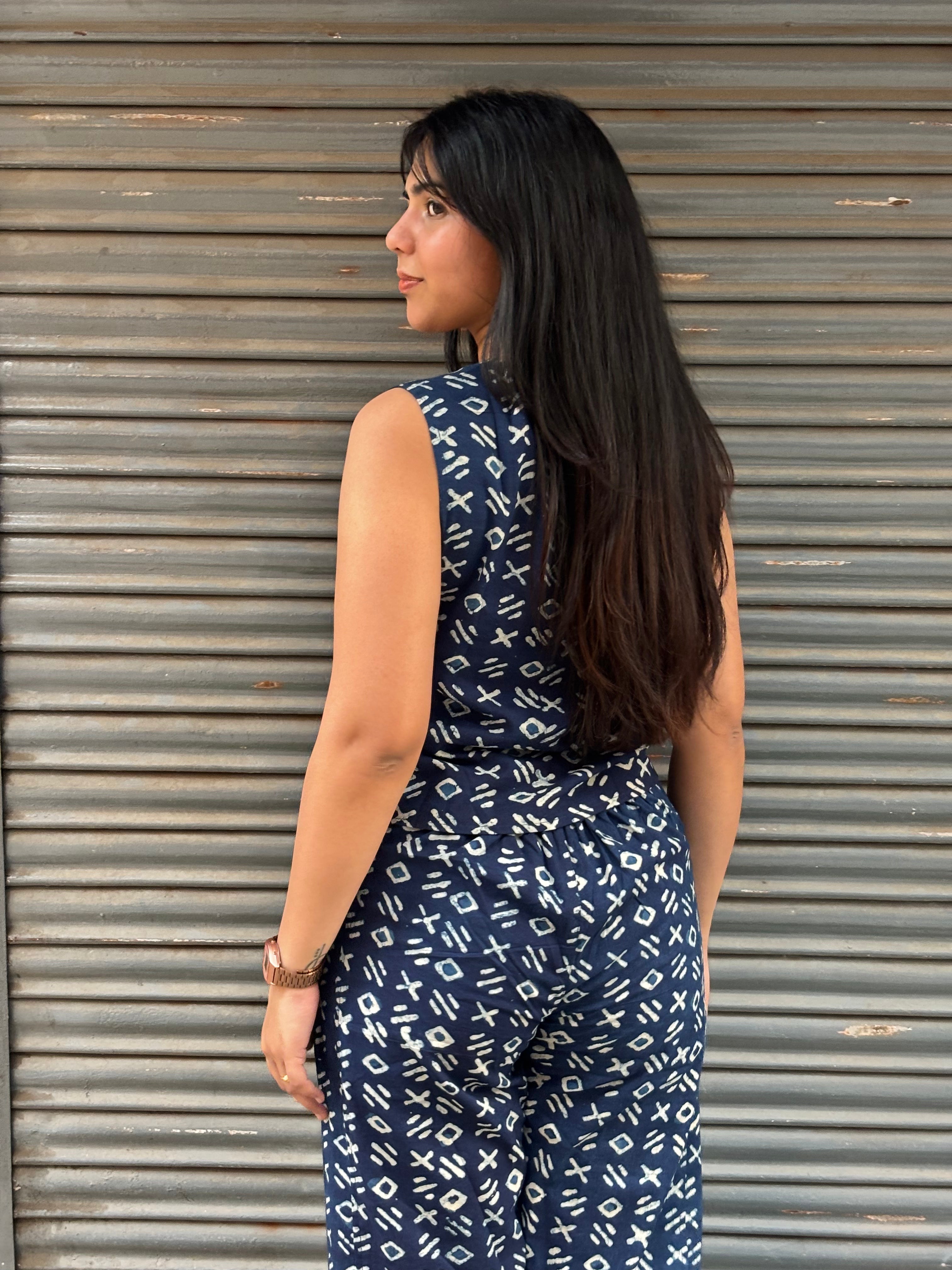 Tarin Indigo Hand Block Print Cotton Co-ord Set